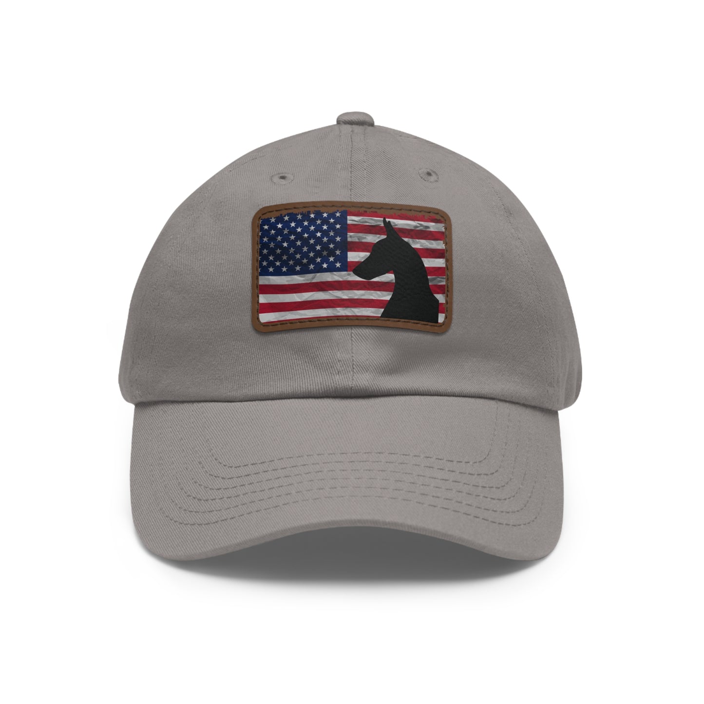 USA 1 Dad Hat with Leather Patch (Rectangle)