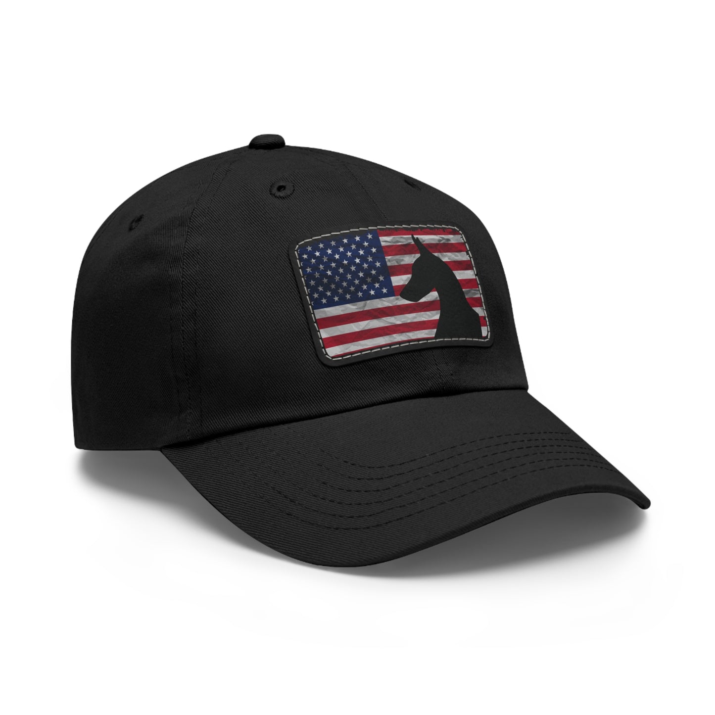 USA 1 Dad Hat with Leather Patch (Rectangle)