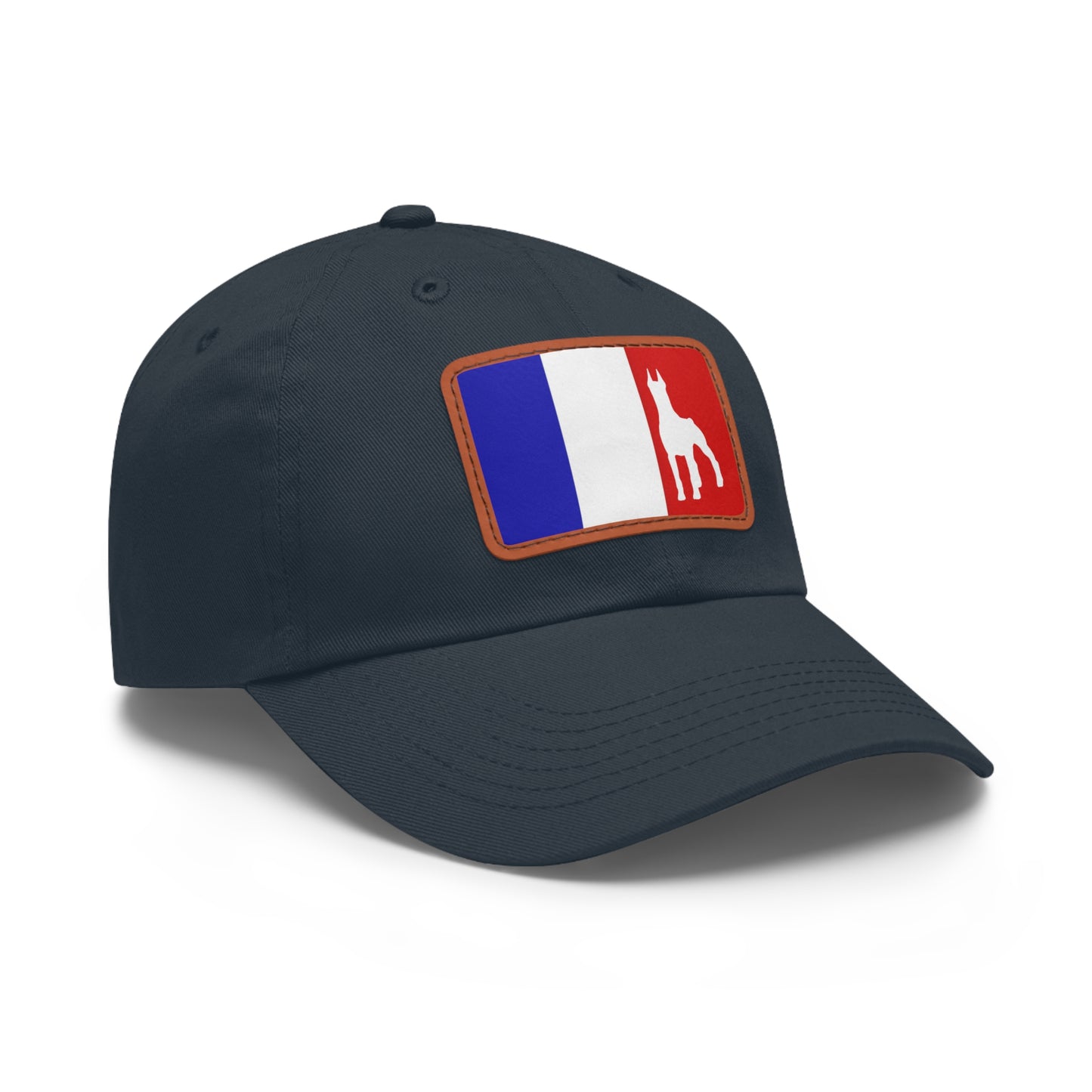 Doberman France Protect 1 Dad Hat with Leather Patch (Rectangle)