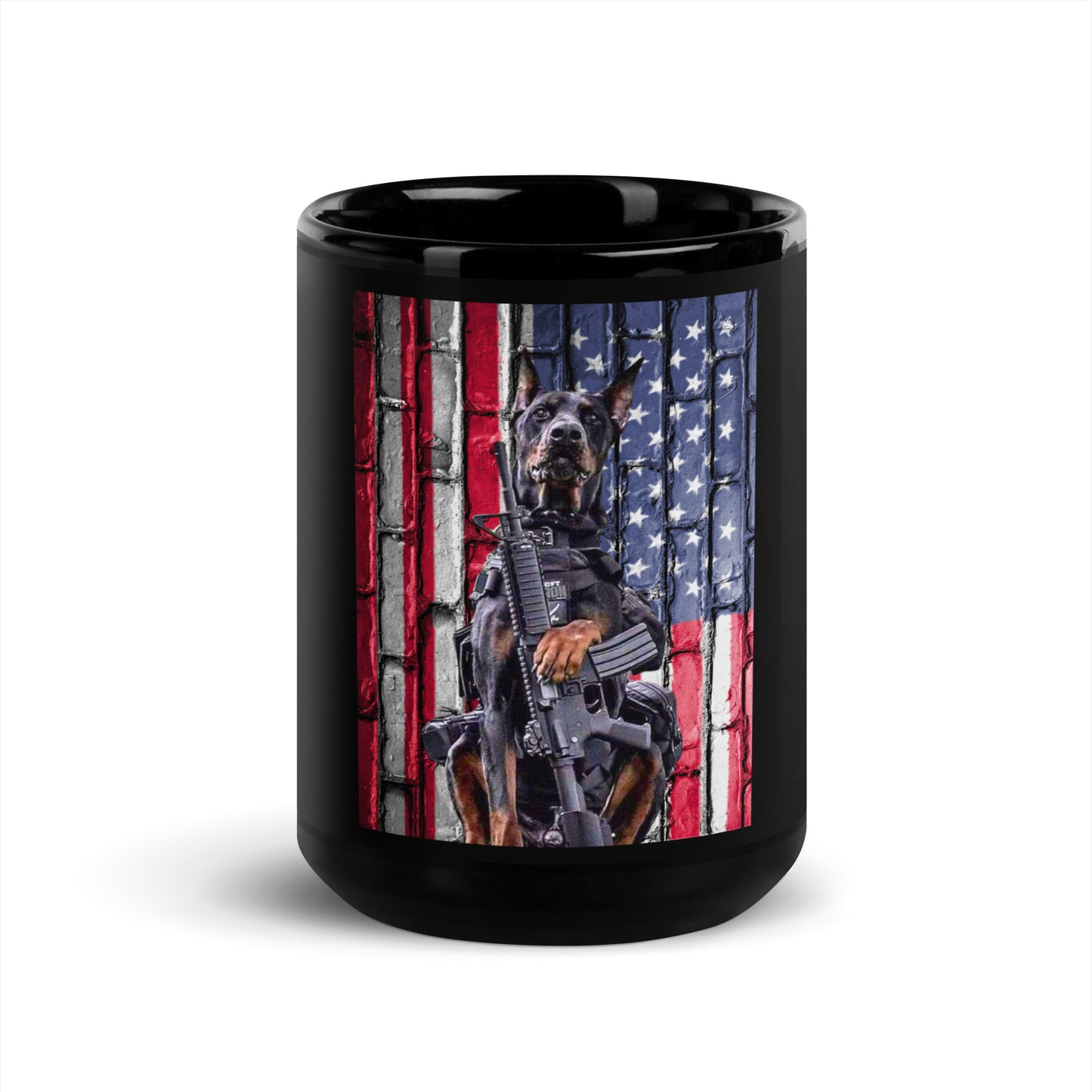 USA 1 Black Glossy Mug