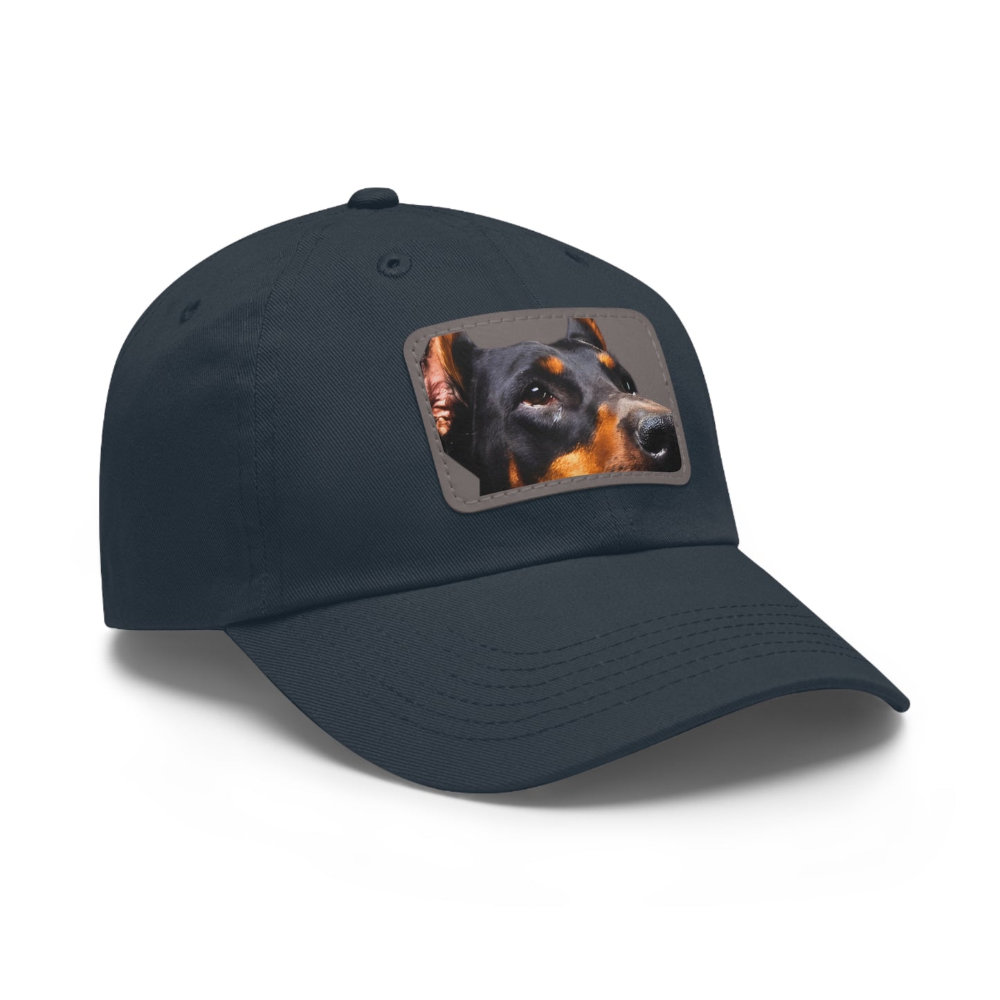 Doberman 3 B Dad Hat with Leather Patch (Rectangle)