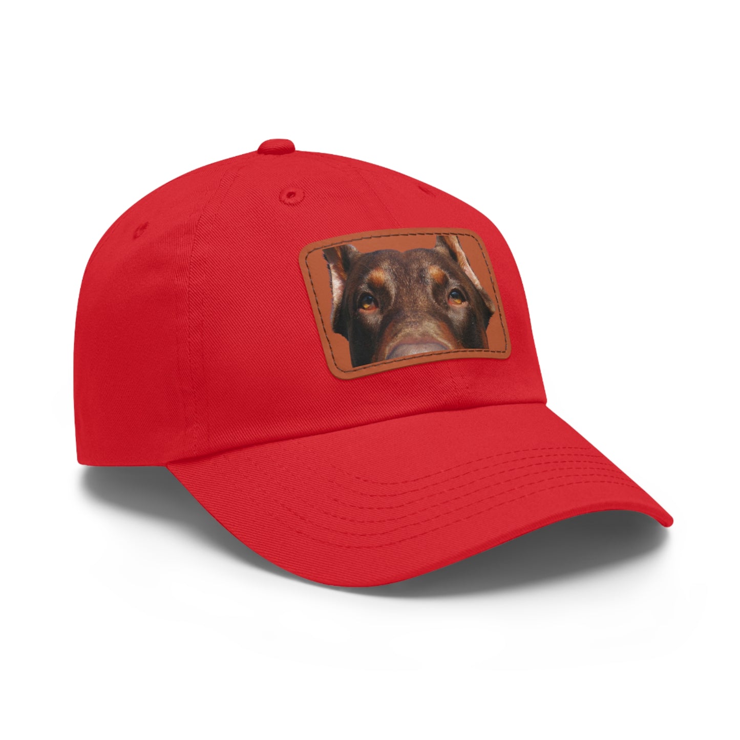 Doberman 1 Rust Dad Hat with Leather Patch (Rectangle)