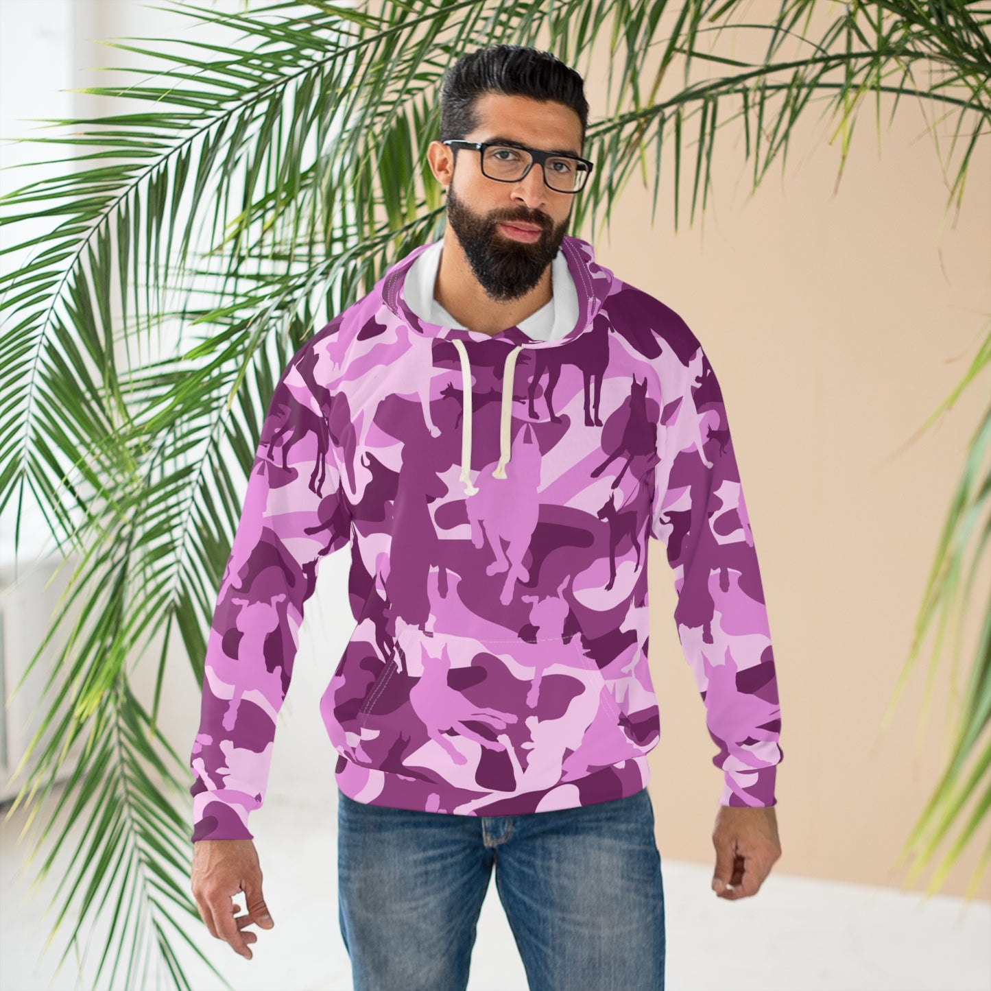 Doberman Camo 4 Unisex Pullover Hoodie (AOP)