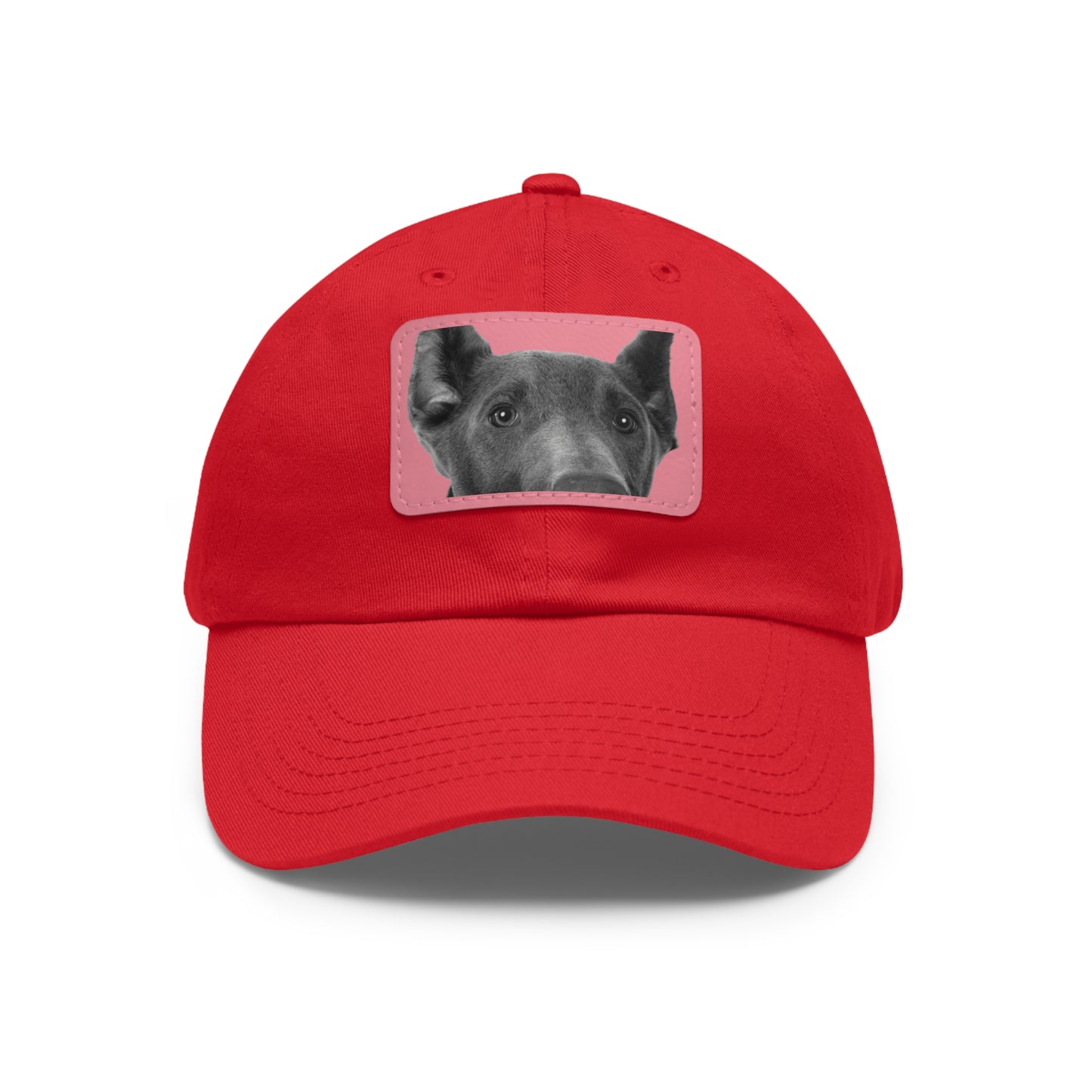 Doberman 1 Blue Dad Hat with Leather Patch (Rectangle)