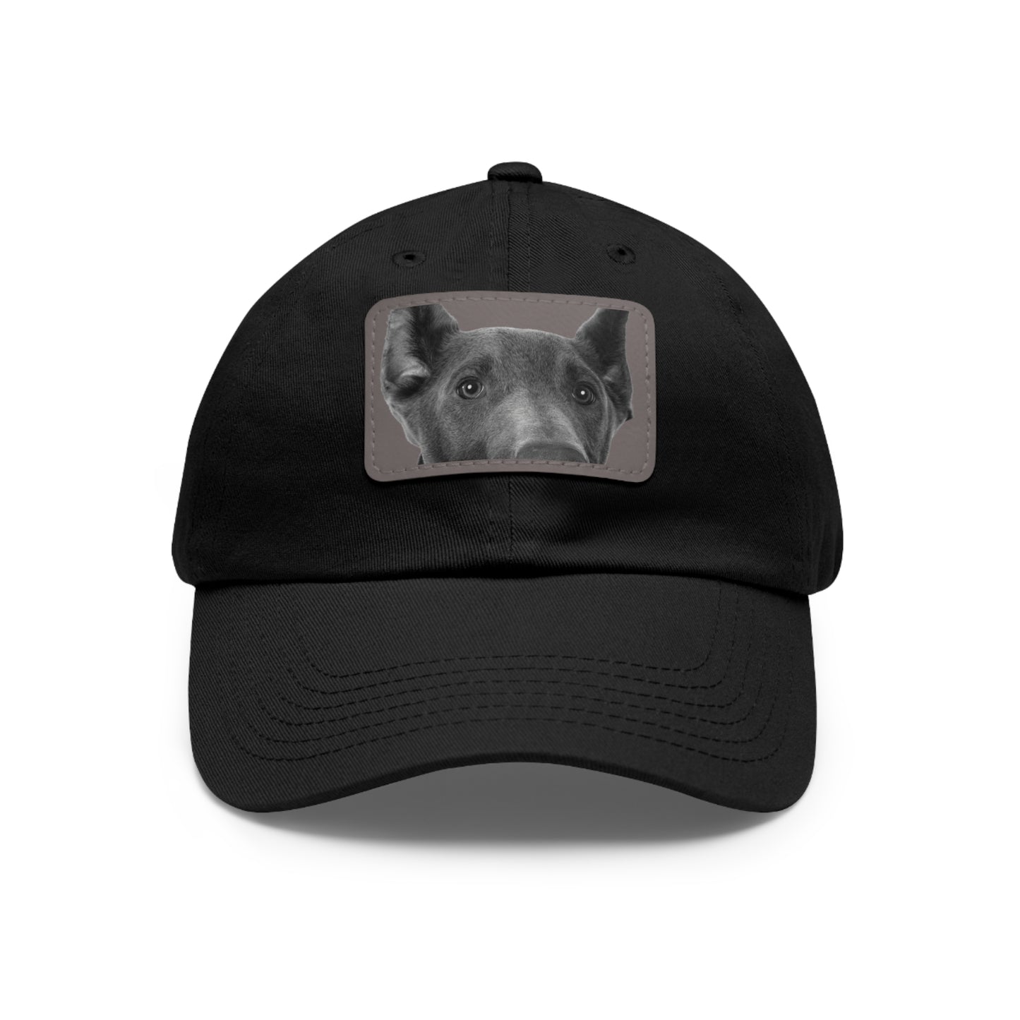 Doberman 1 Blue Dad Hat with Leather Patch (Rectangle)