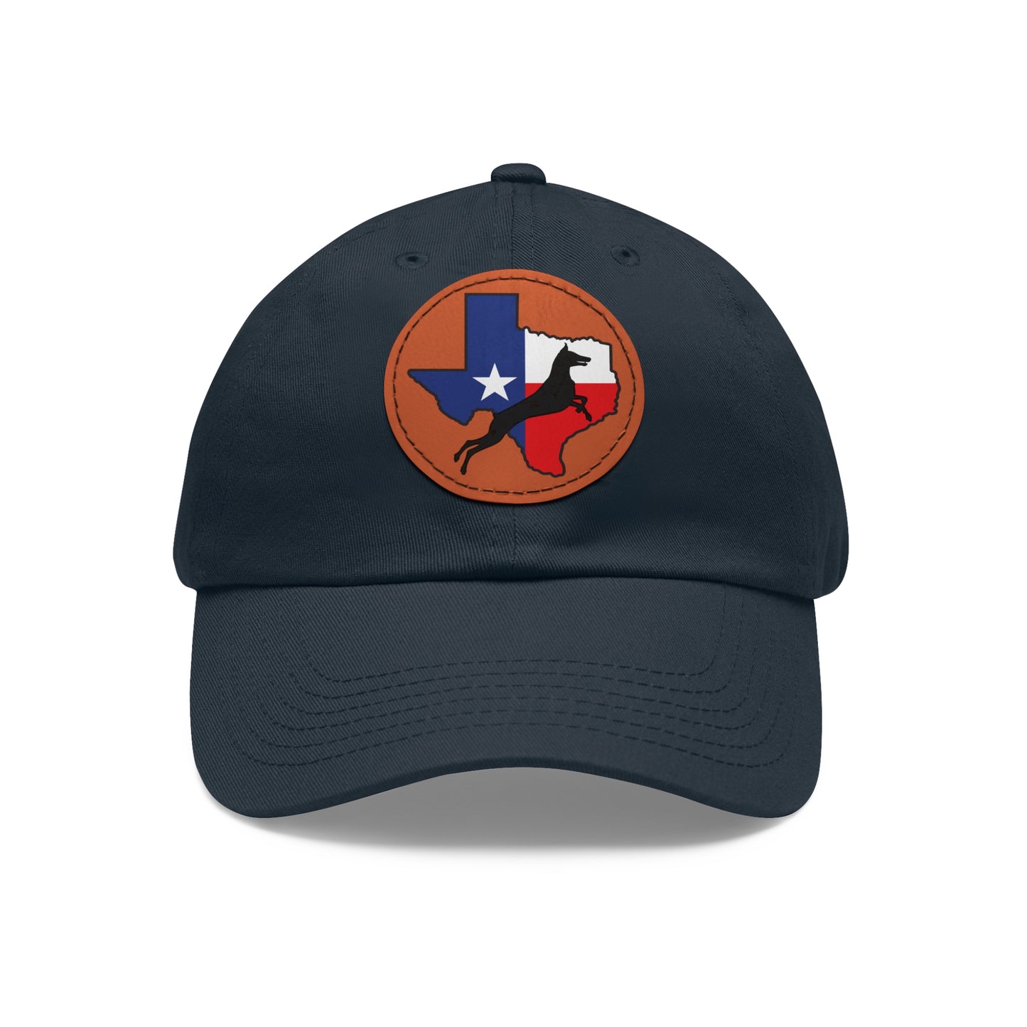 Texas 1 Dad Hat with Leather Patch (Round)