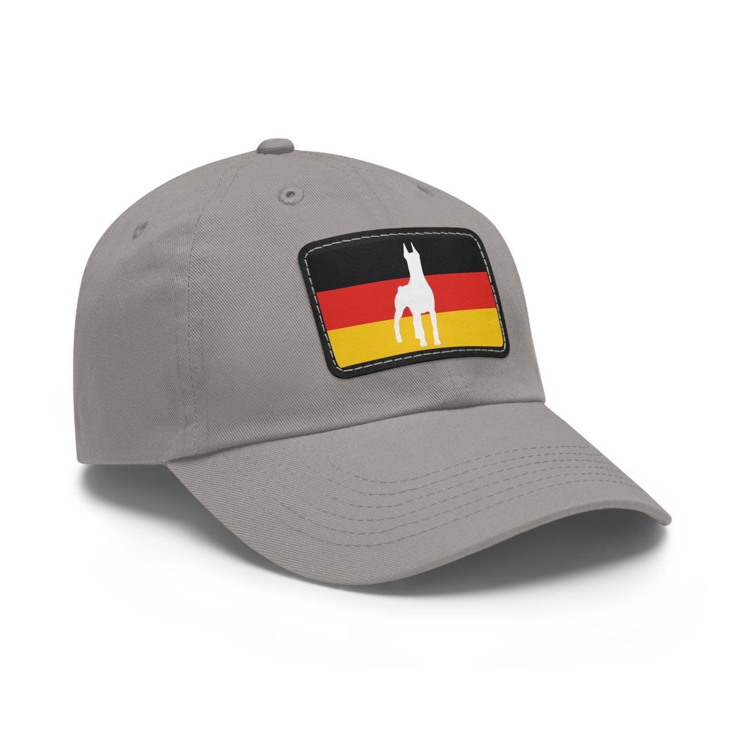 Doberman Germany Protect 1 Dad Hat with Leather Patch (Rectangle)