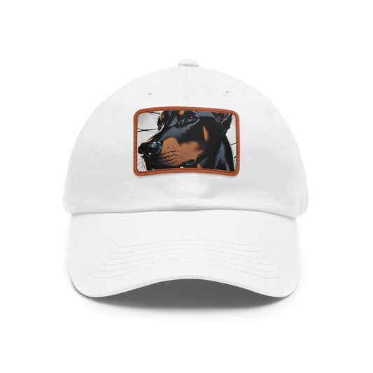 Doberman 1 Dad Hat with Leather Patch (Rectangle)