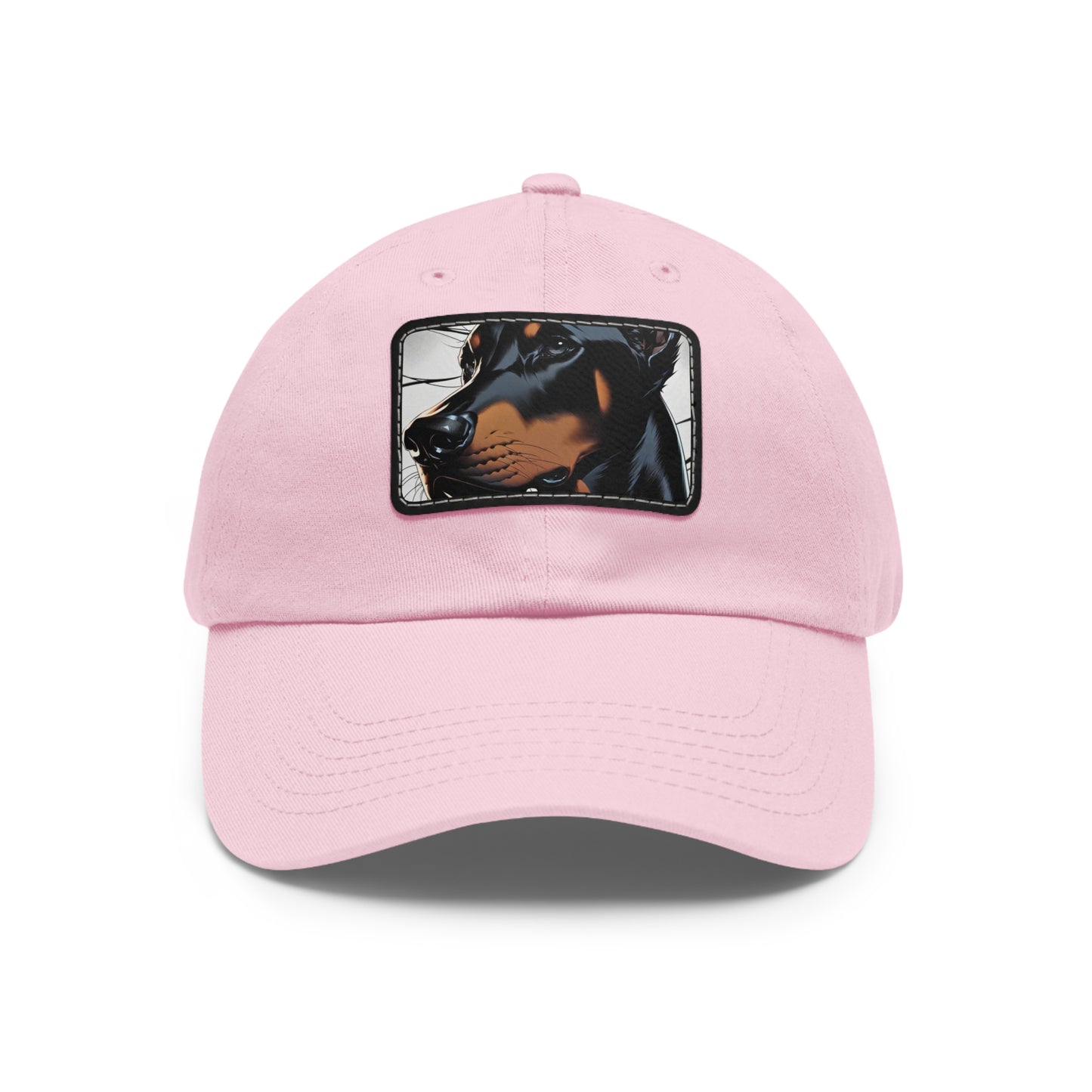 Doberman 1 Dad Hat with Leather Patch (Rectangle)
