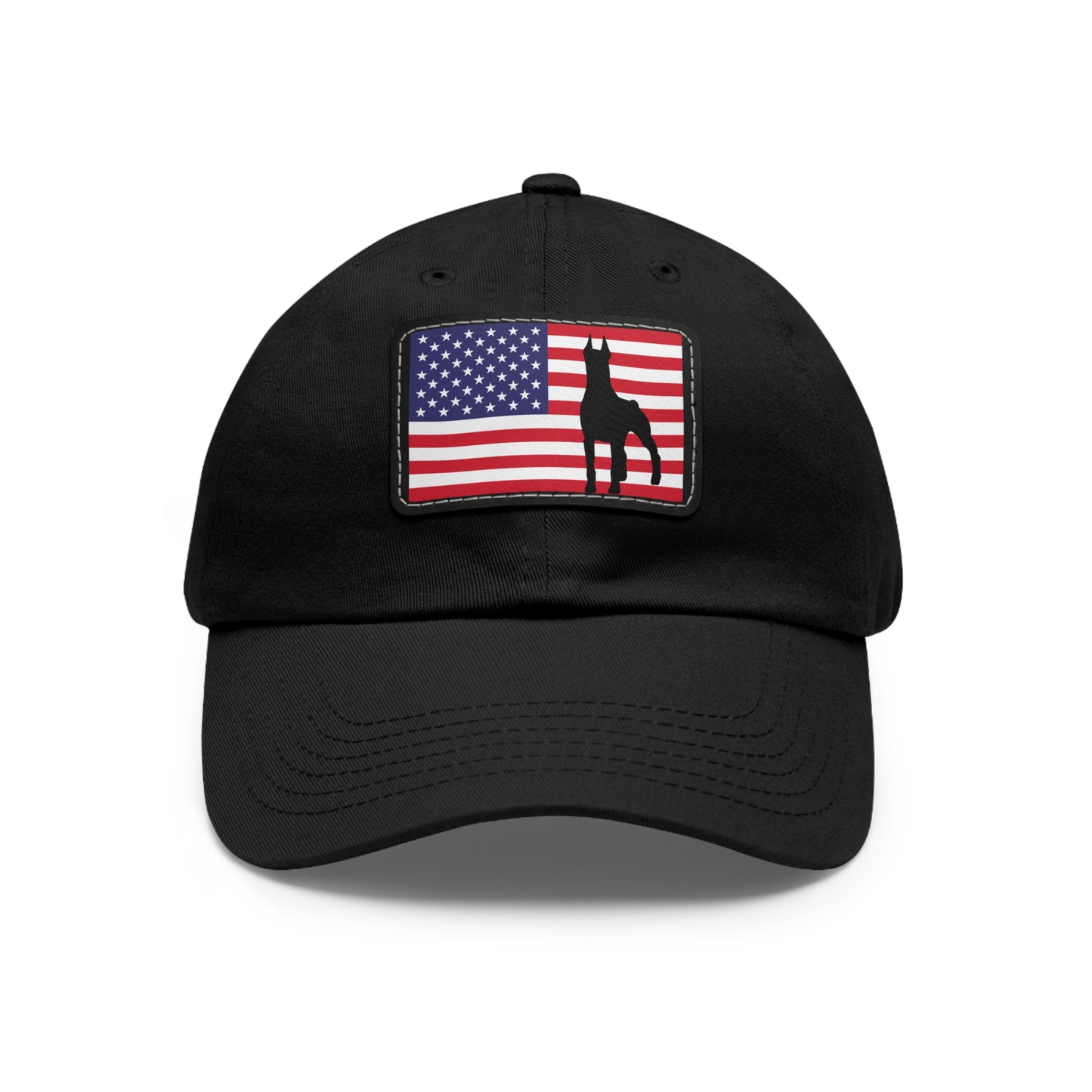 Doberman Protect USA 2 Dad Hat with Leather Patch (Rectangle)