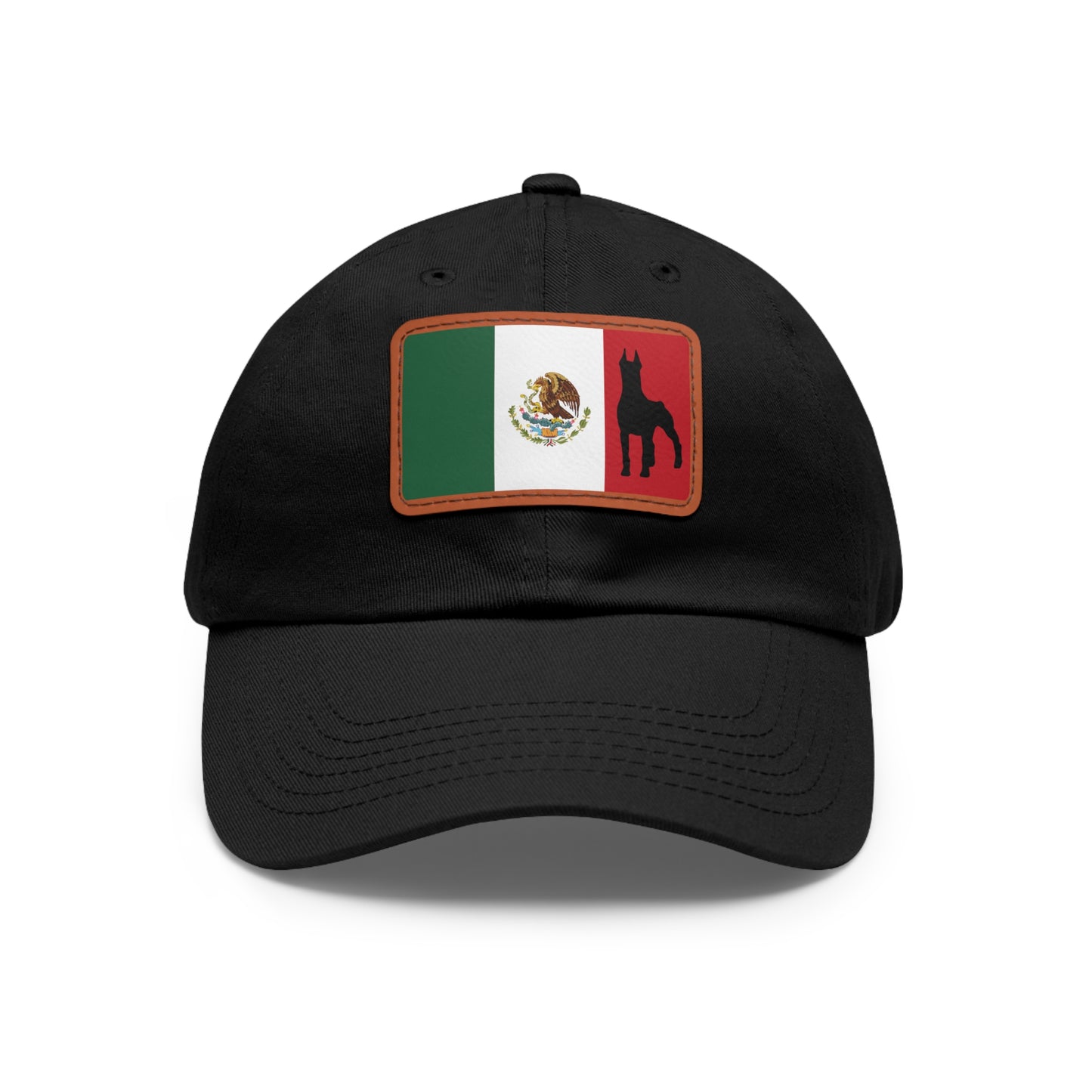 Doberman Mexico Protect 1 Dad Hat with Leather Patch (Rectangle)