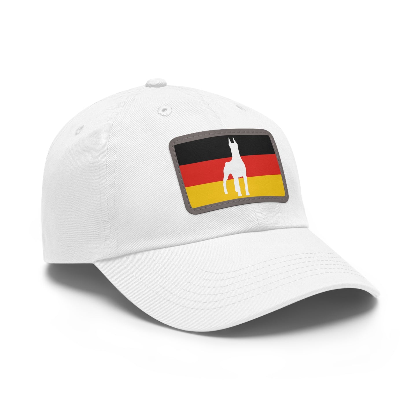 Doberman Germany Protect 1 Dad Hat with Leather Patch (Rectangle)