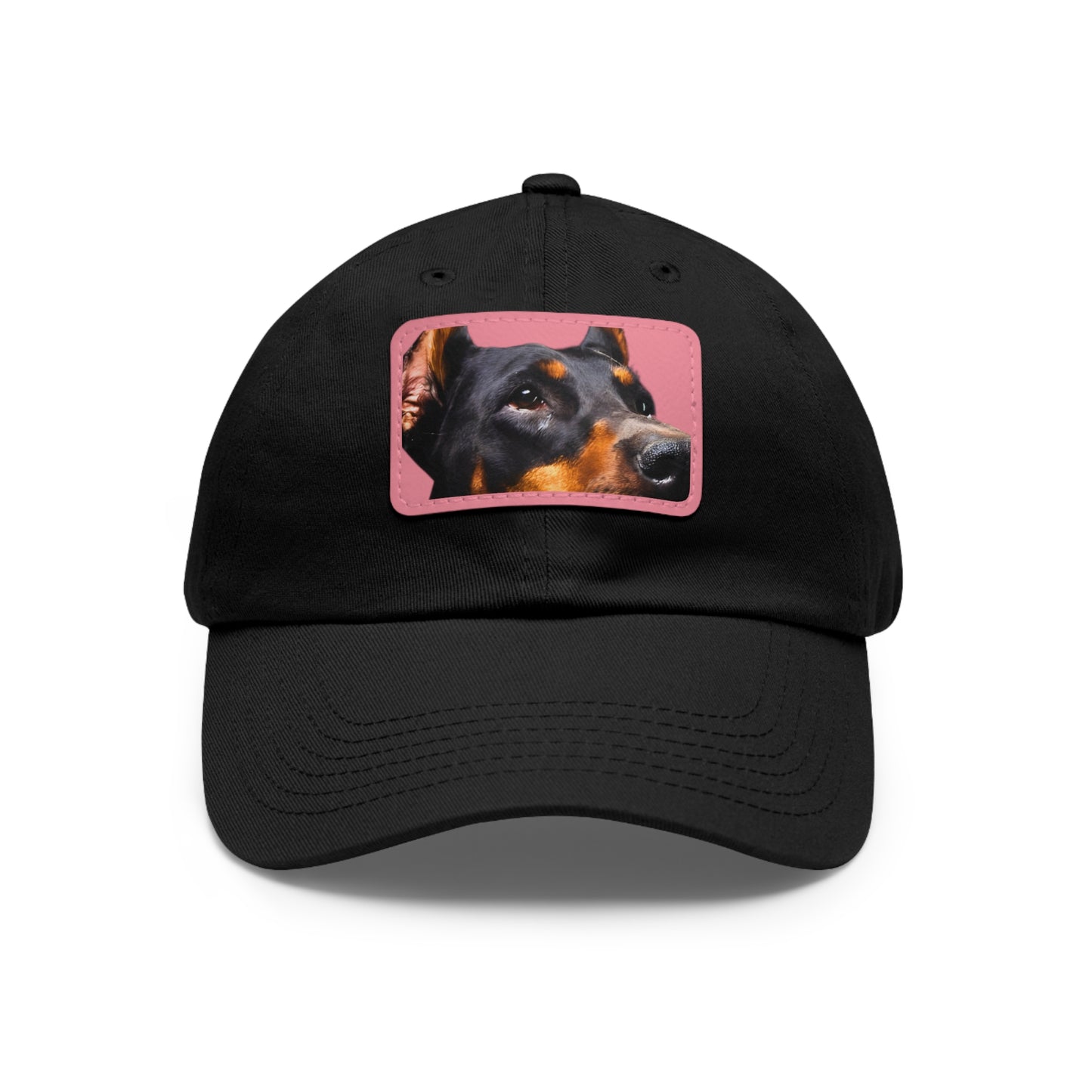 Doberman 3 B Dad Hat with Leather Patch (Rectangle)