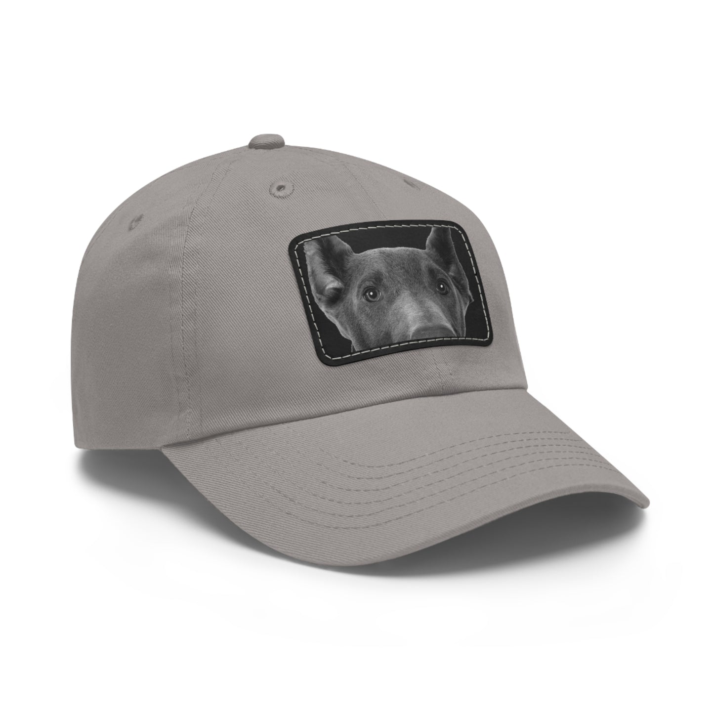 Doberman 1 Blue Dad Hat with Leather Patch (Rectangle)
