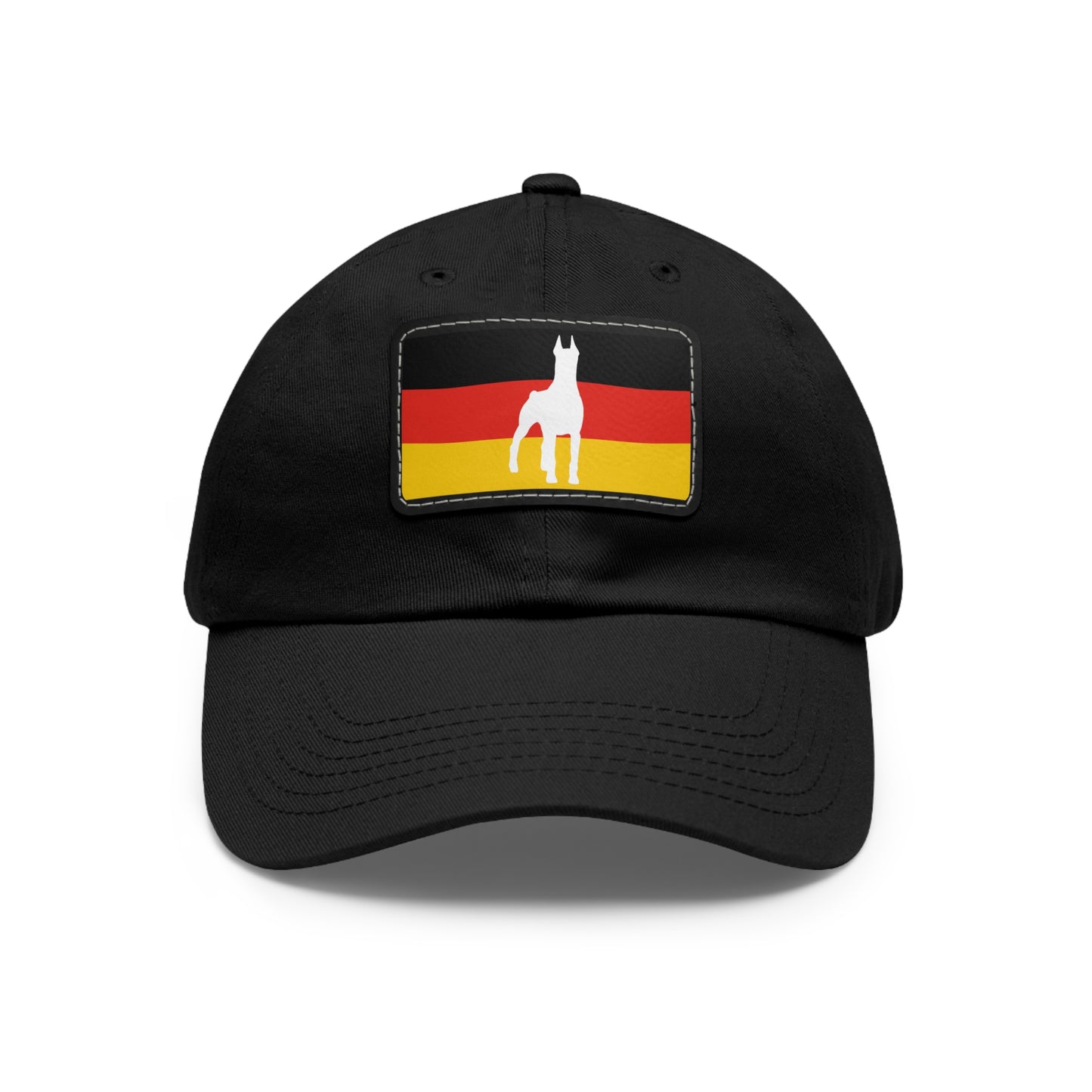 Doberman Germany Protect 1 Dad Hat with Leather Patch (Rectangle)