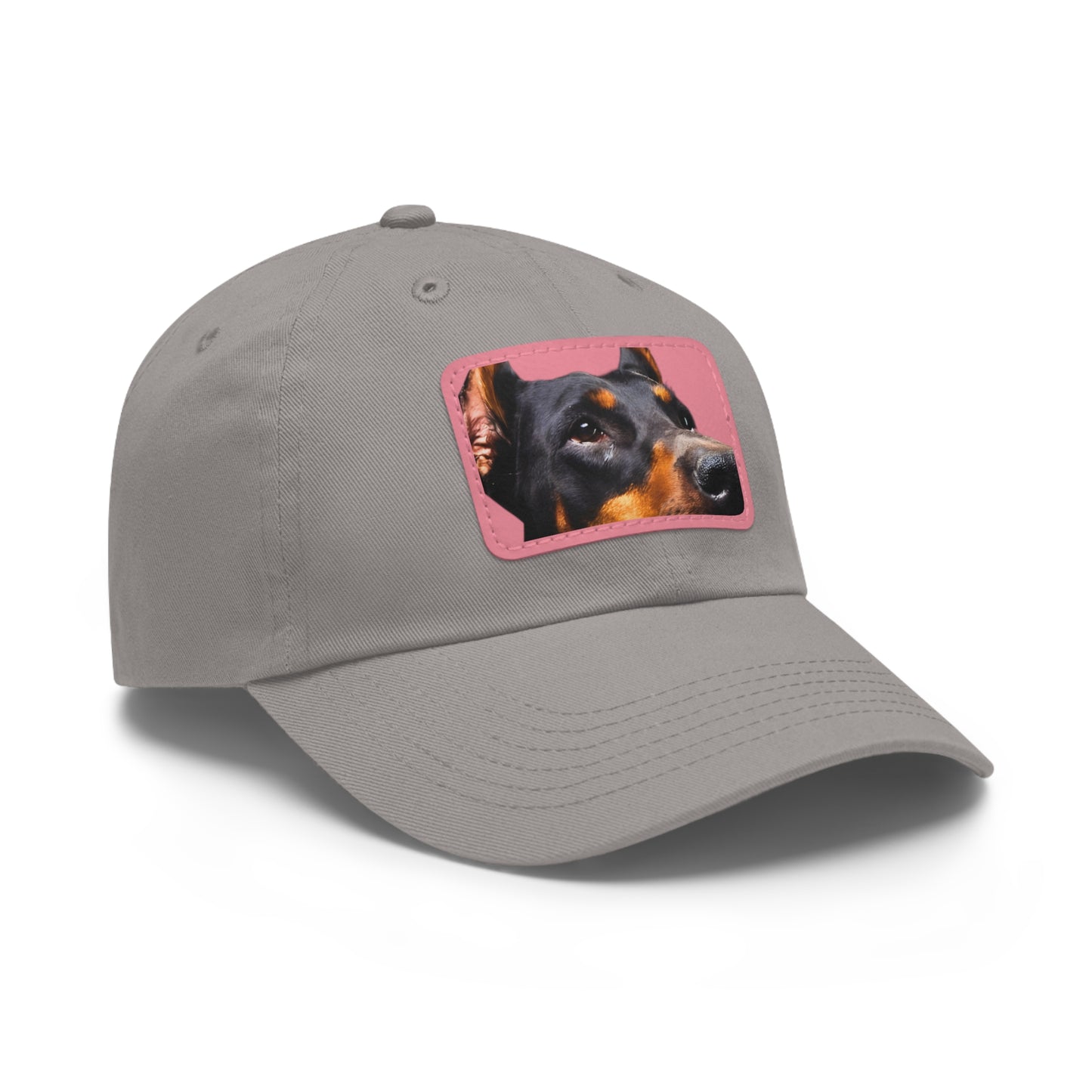 Doberman 3 B Dad Hat with Leather Patch (Rectangle)