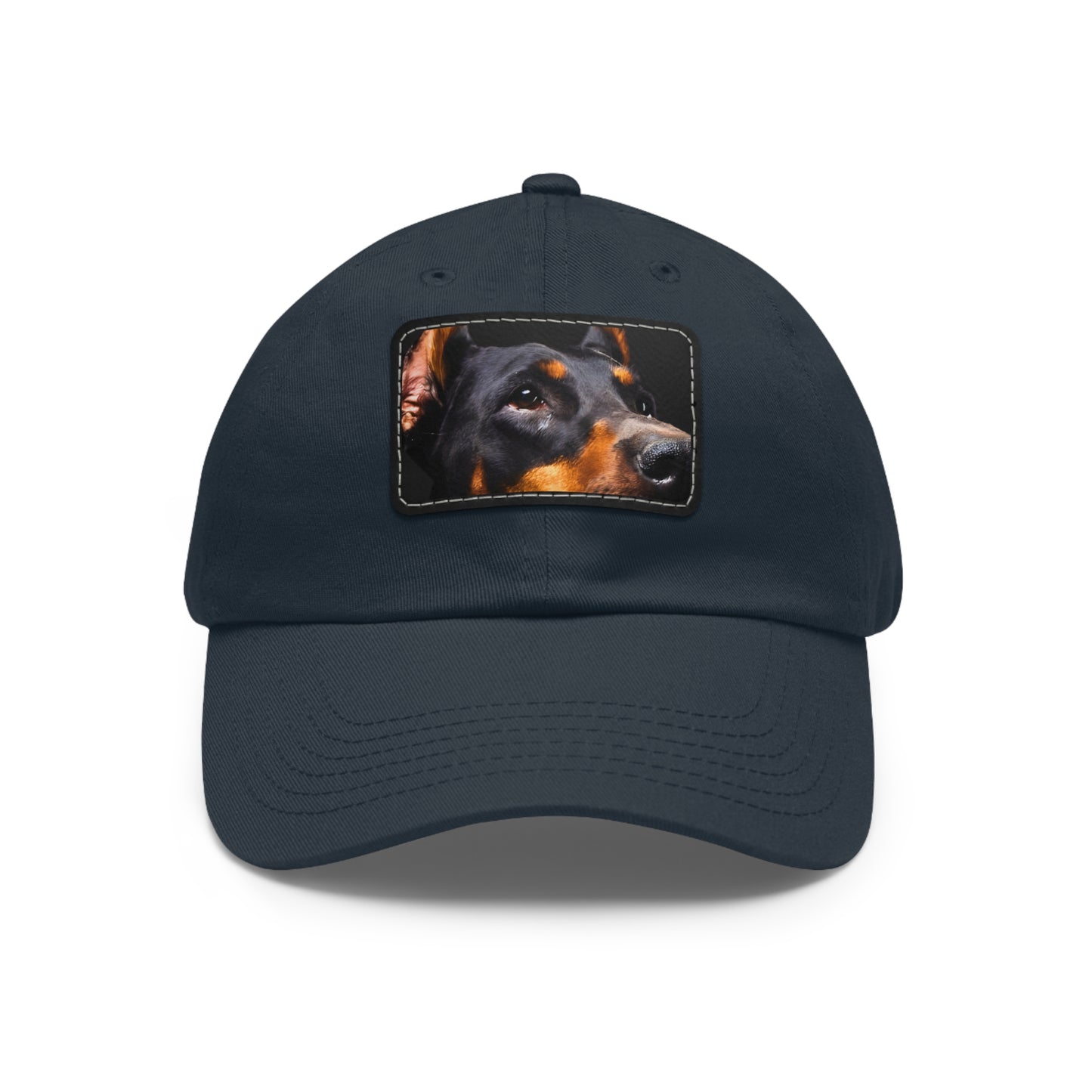 Doberman 3 B Dad Hat with Leather Patch (Rectangle)