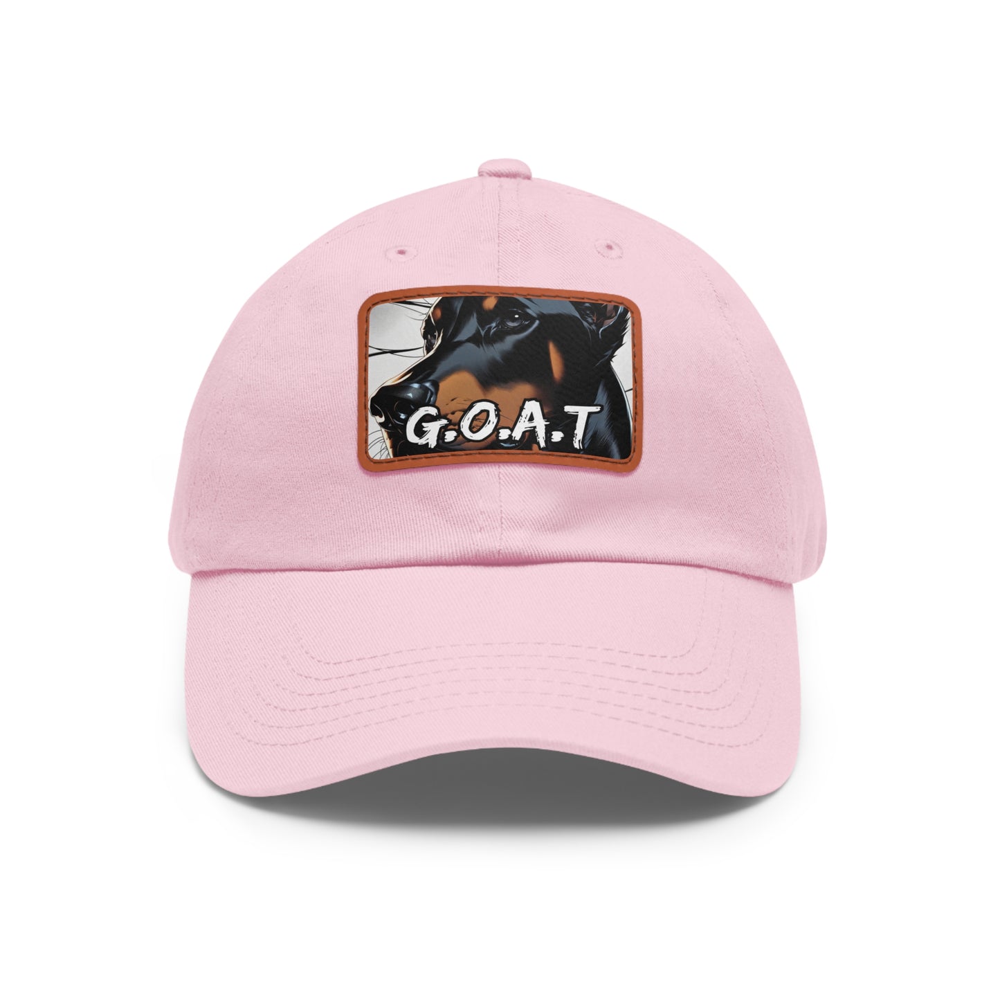 Doberman GOAT 1 Dad Hat with Leather Patch (Rectangle)