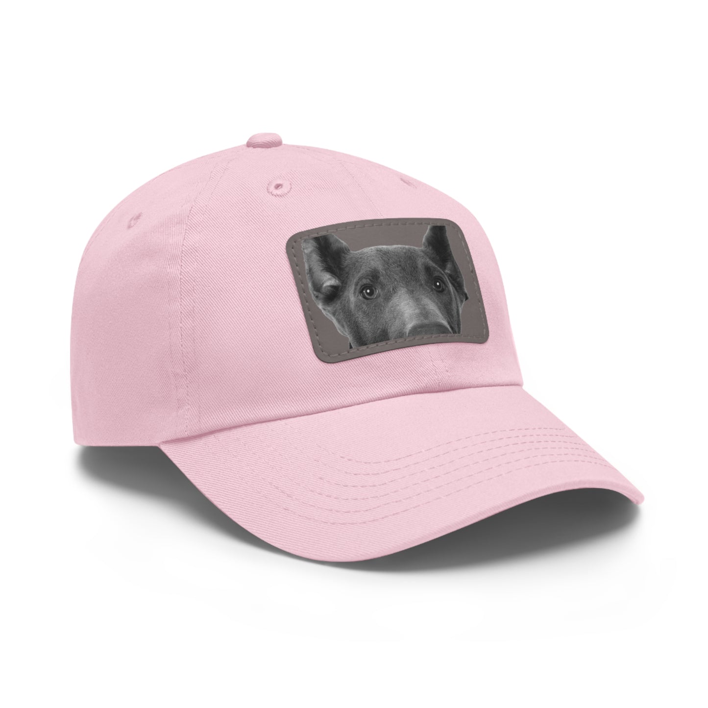 Doberman 1 Blue Dad Hat with Leather Patch (Rectangle)