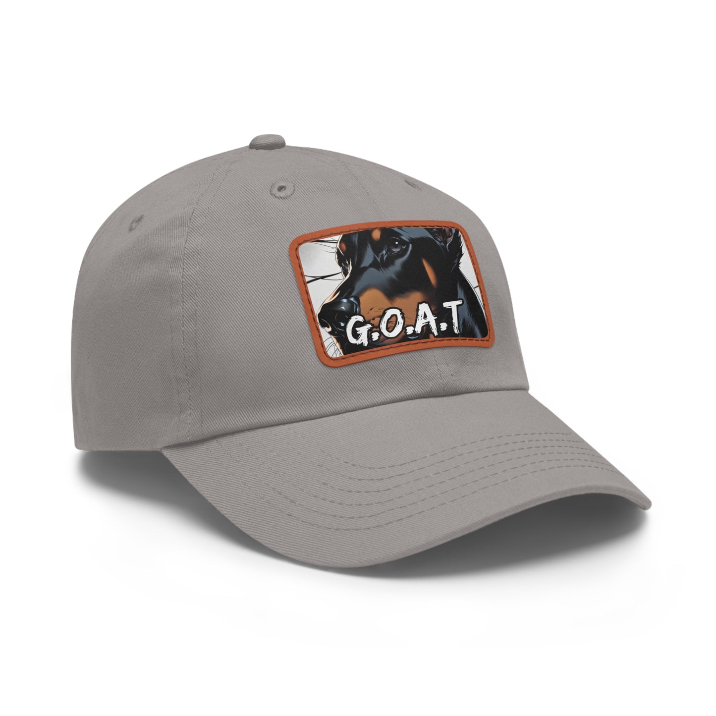 Doberman GOAT 1 Dad Hat with Leather Patch (Rectangle)