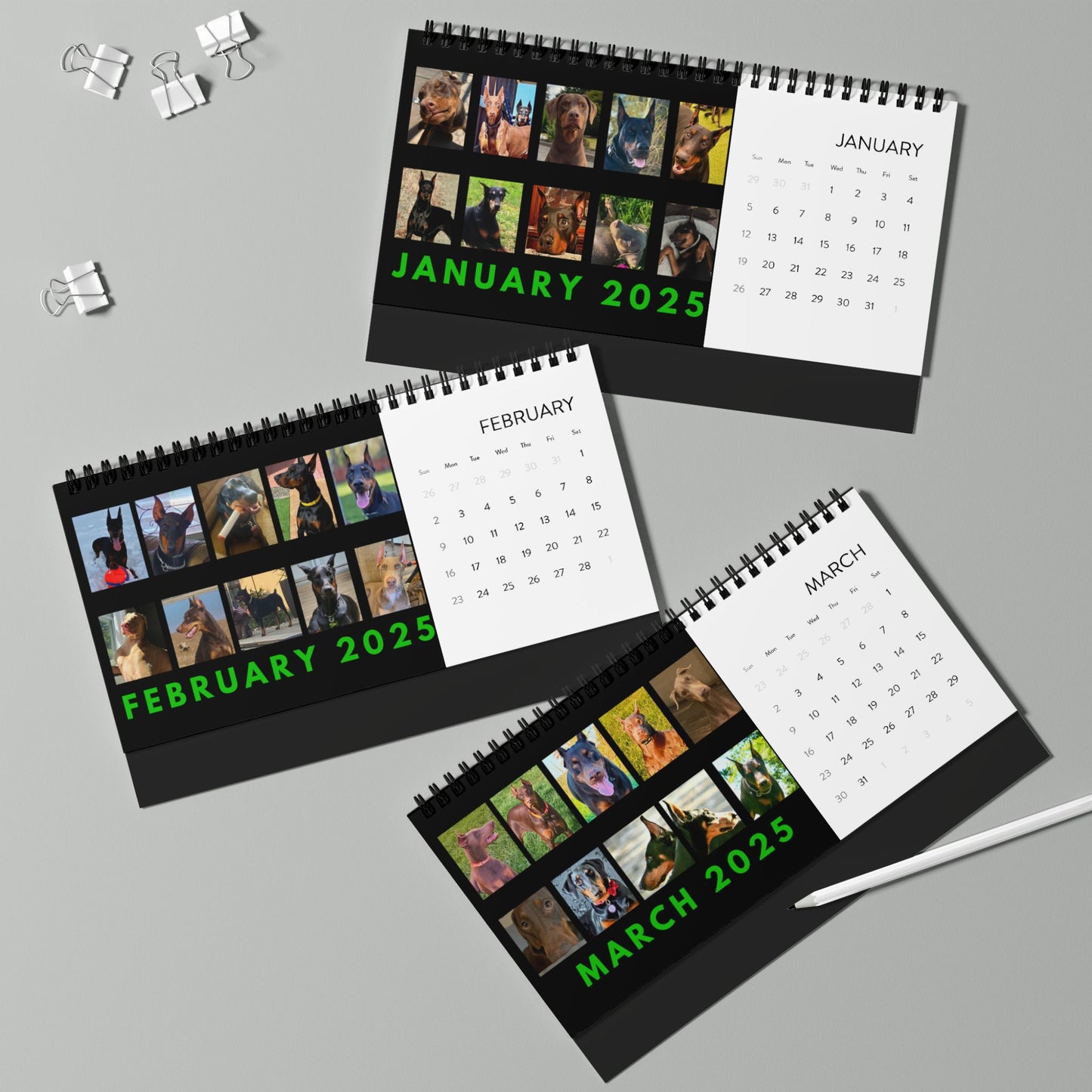 Dobernan DTT 9th Edition Desktop Calendar (2025 grid)