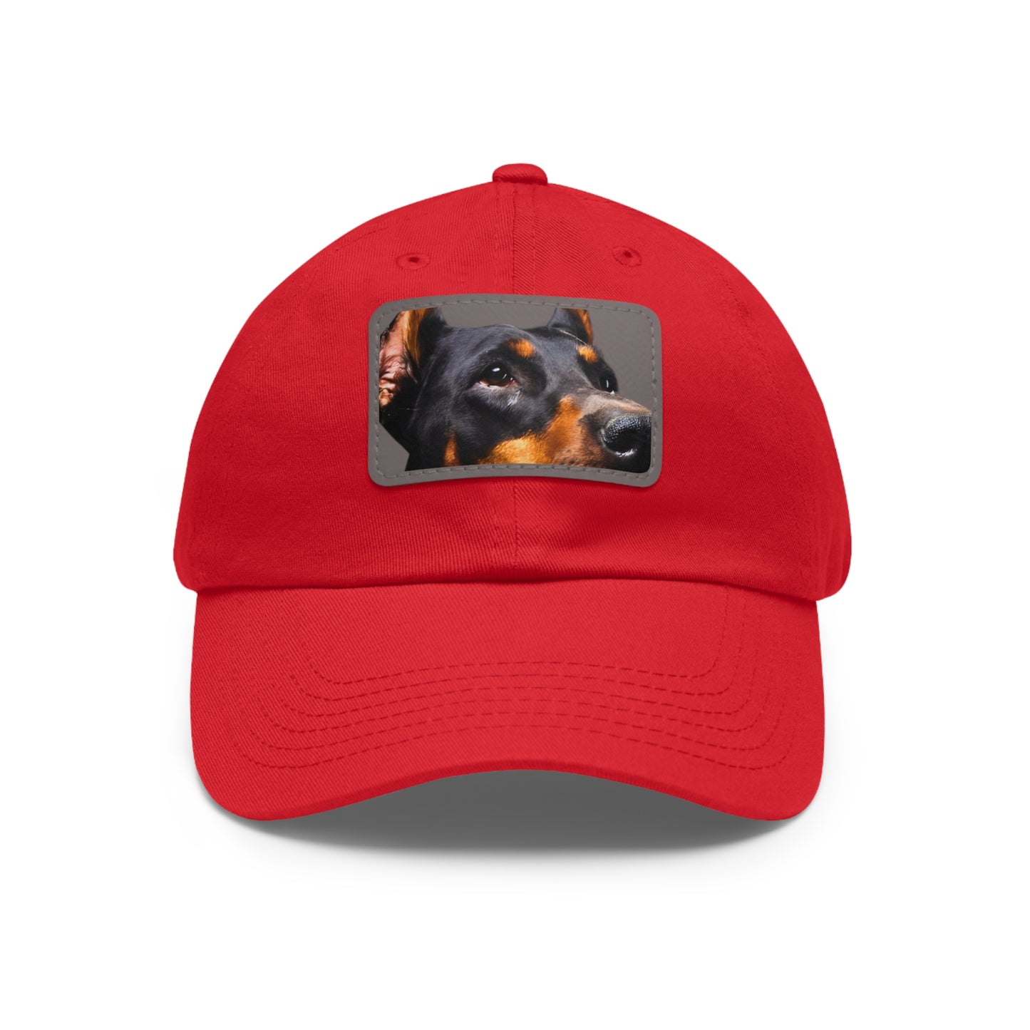 Doberman 3 B Dad Hat with Leather Patch (Rectangle)