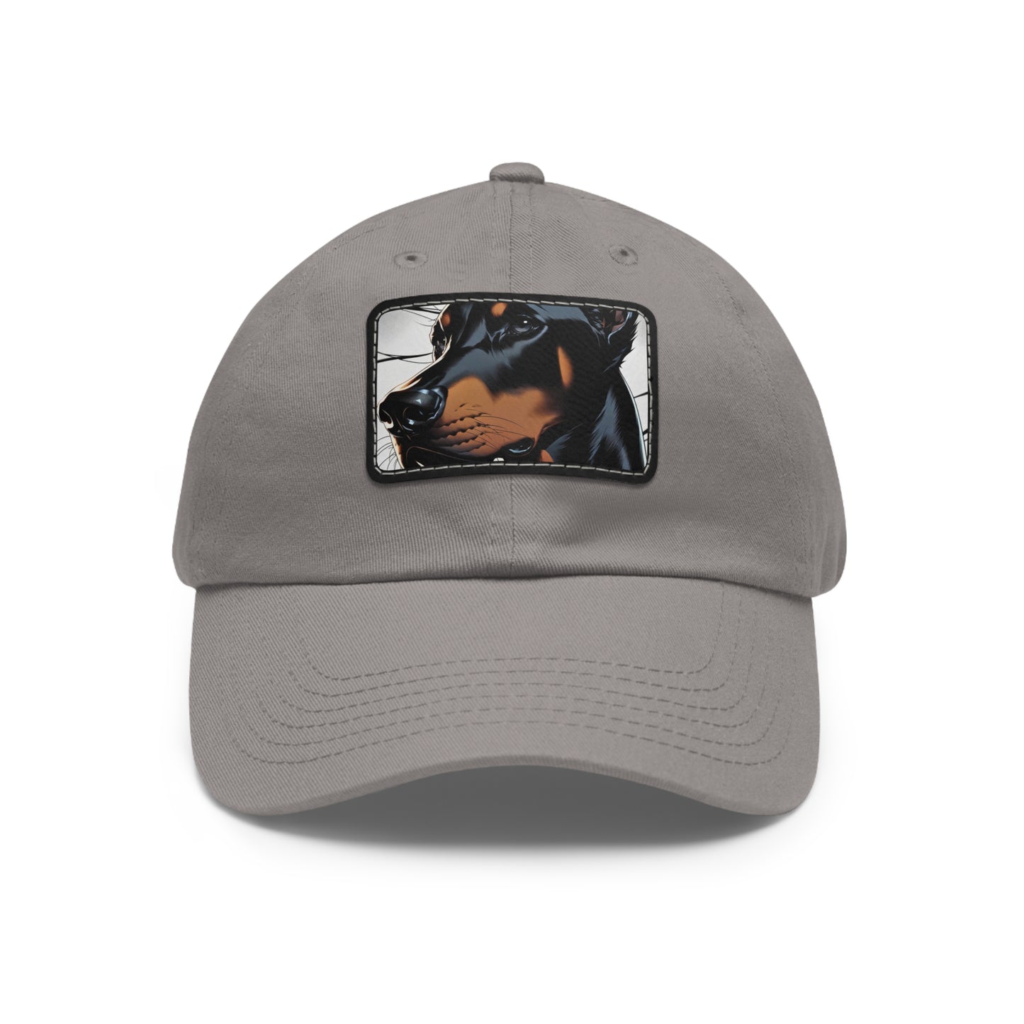 Doberman 1 Dad Hat with Leather Patch (Rectangle)