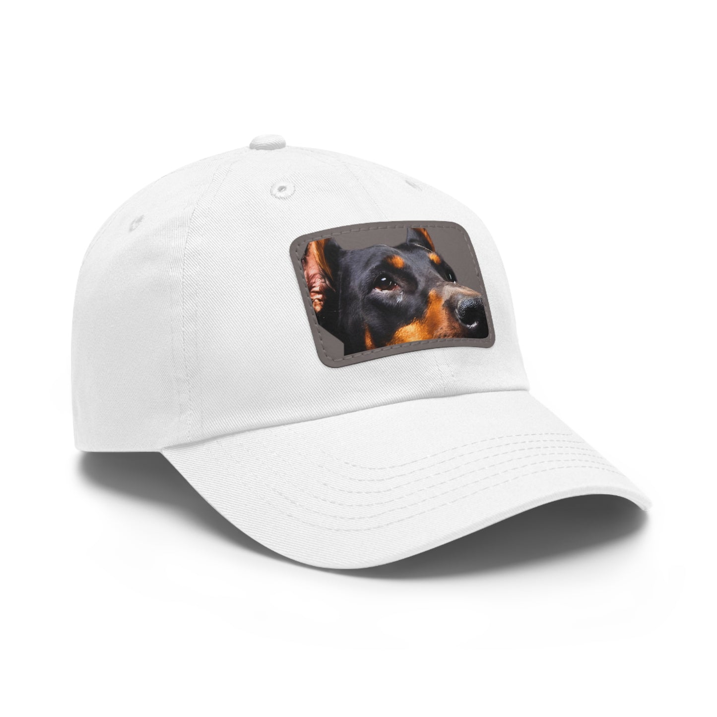 Doberman 3 B Dad Hat with Leather Patch (Rectangle)