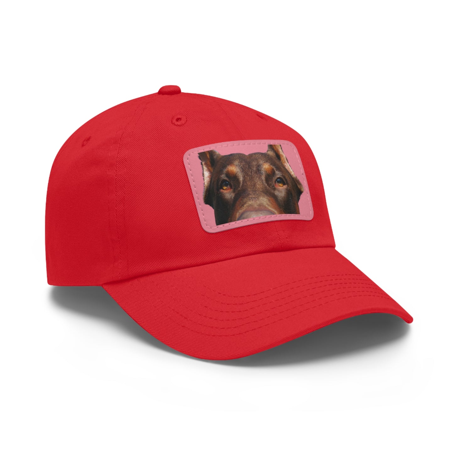 Doberman 1 Rust Dad Hat with Leather Patch (Rectangle)