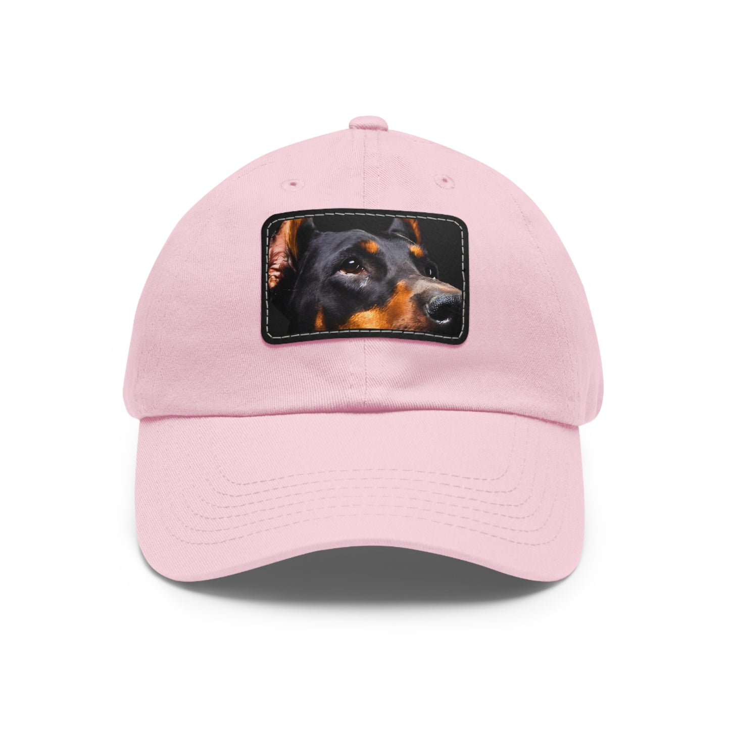 Doberman 3 B Dad Hat with Leather Patch (Rectangle)