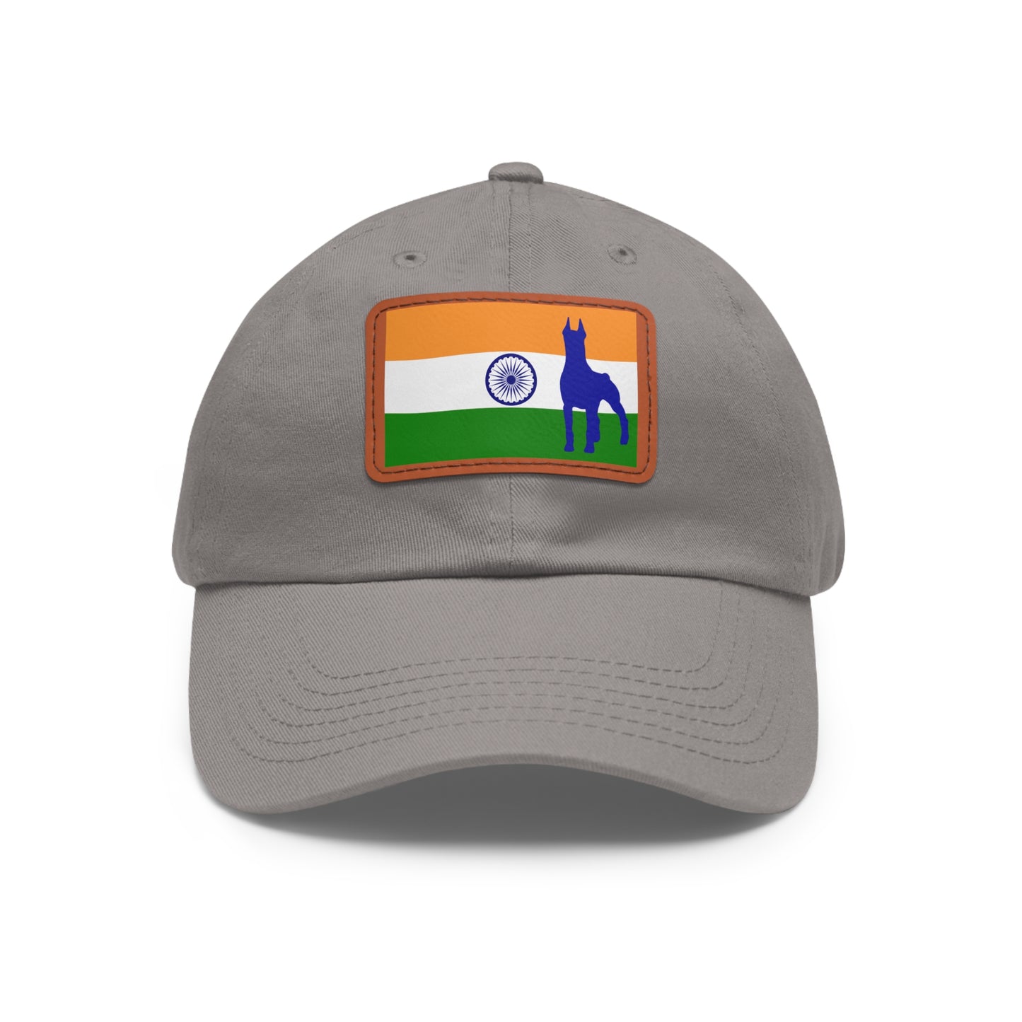 Doberman India Protect 1 Dad Hat with Leather Patch (Rectangle)