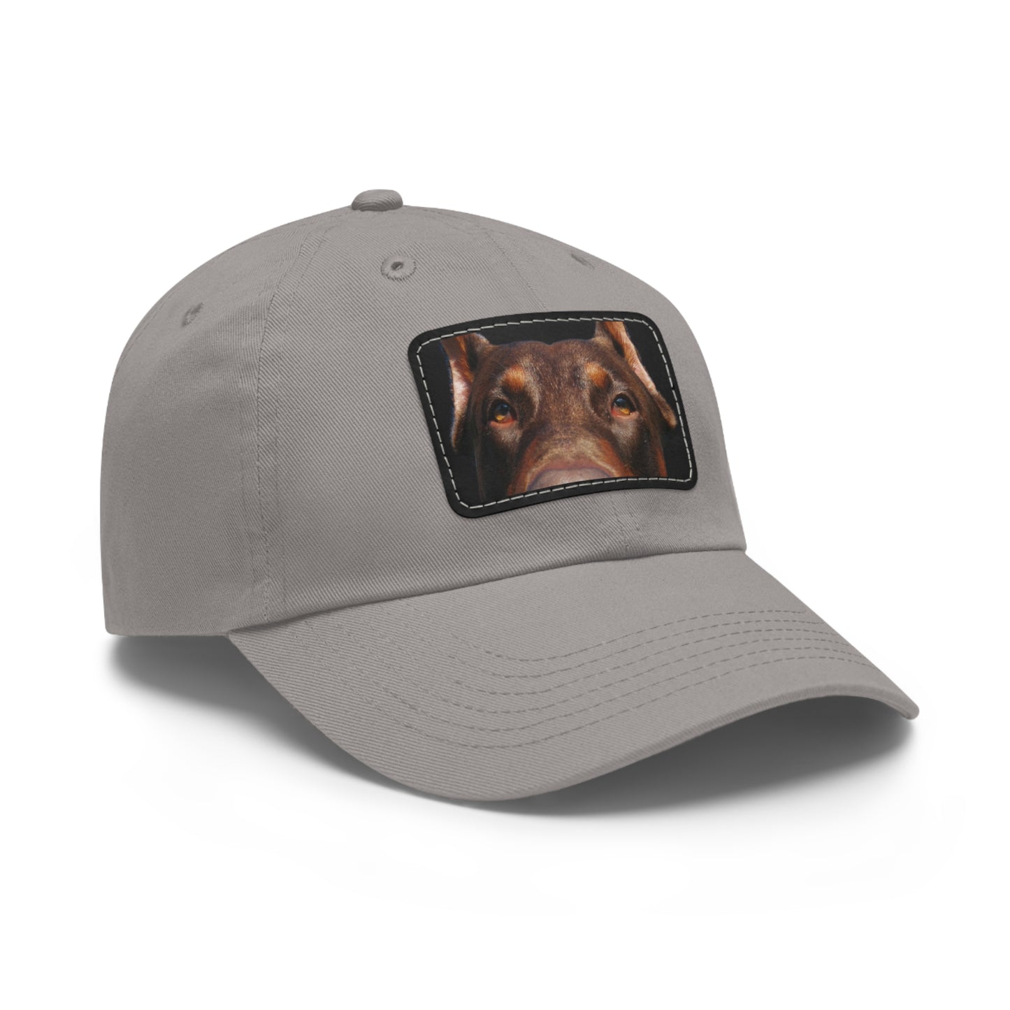 Doberman 1 Rust Dad Hat with Leather Patch (Rectangle)