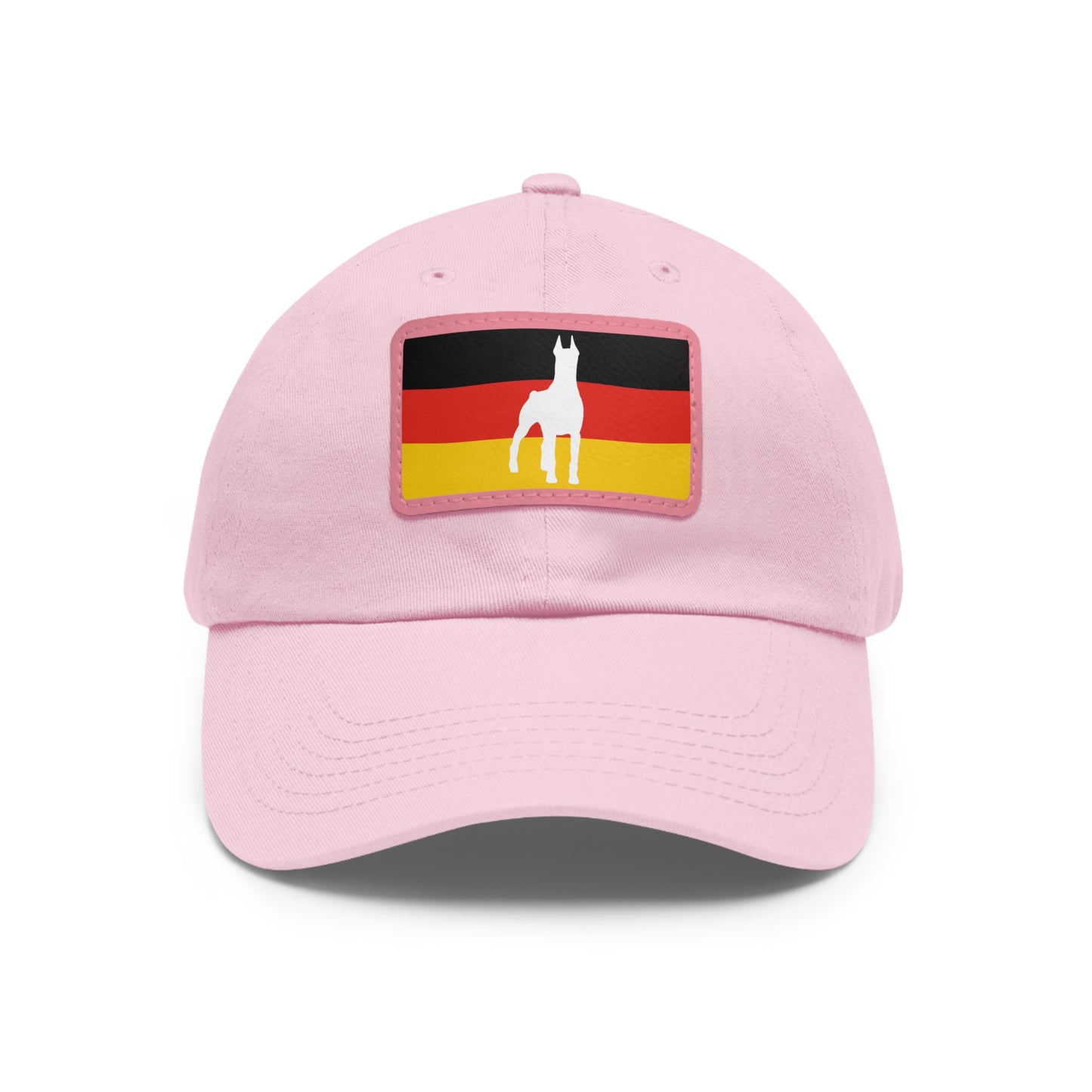 Doberman Germany Protect 1 Dad Hat with Leather Patch (Rectangle)