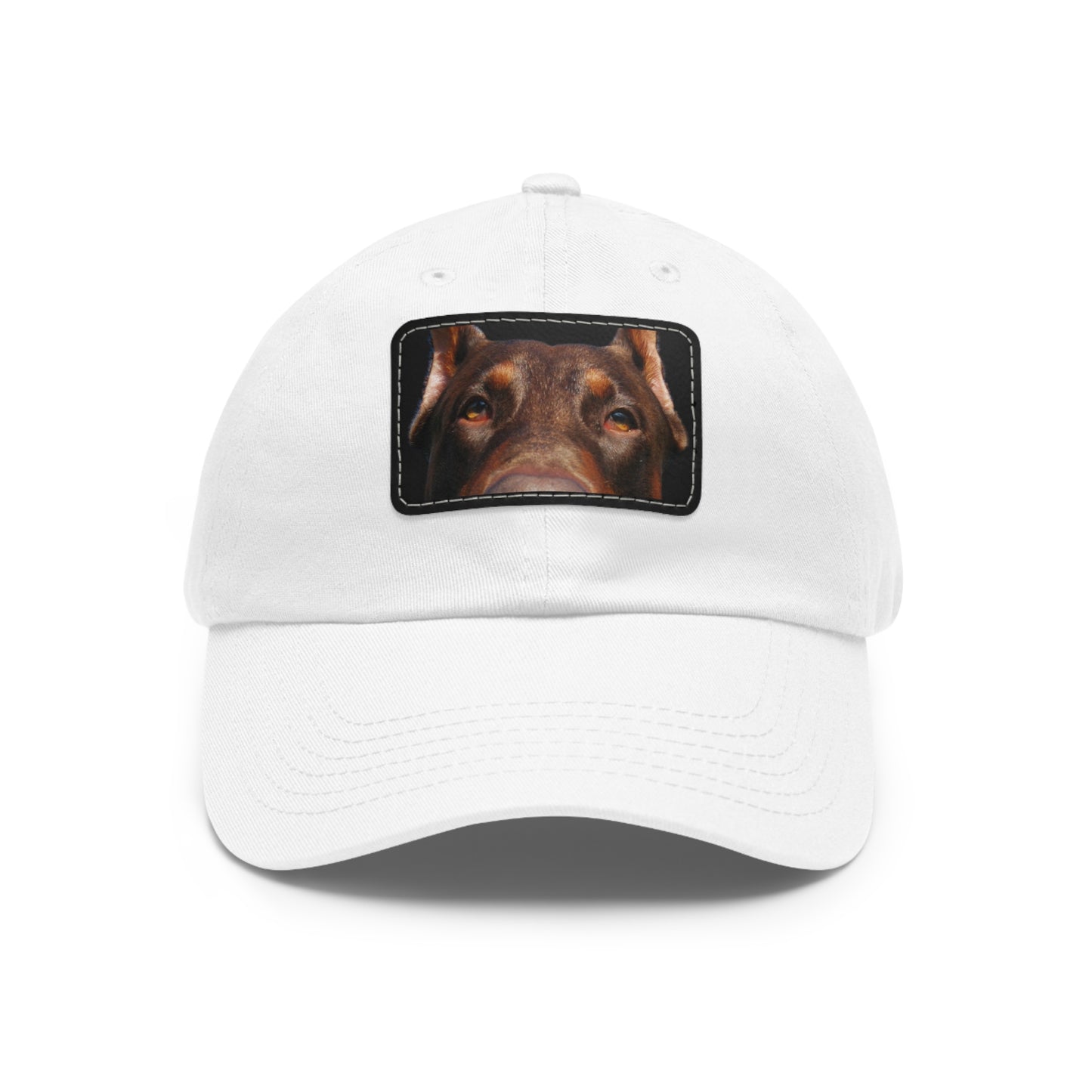 Doberman 1 Rust Dad Hat with Leather Patch (Rectangle)