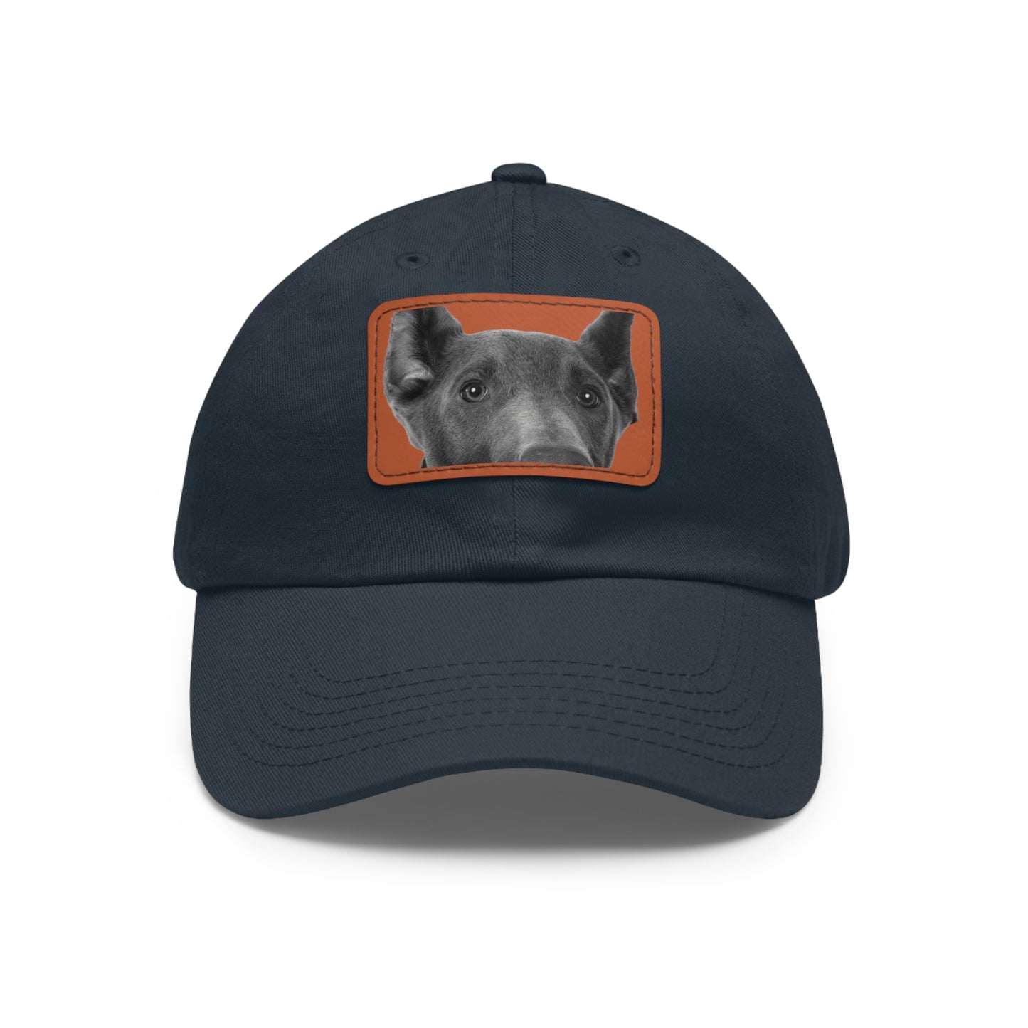 Doberman 1 Blue Dad Hat with Leather Patch (Rectangle)