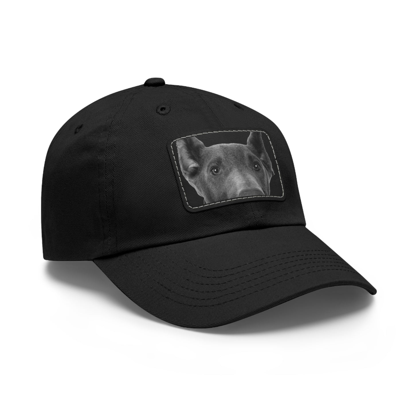 Doberman 1 Blue Dad Hat with Leather Patch (Rectangle)