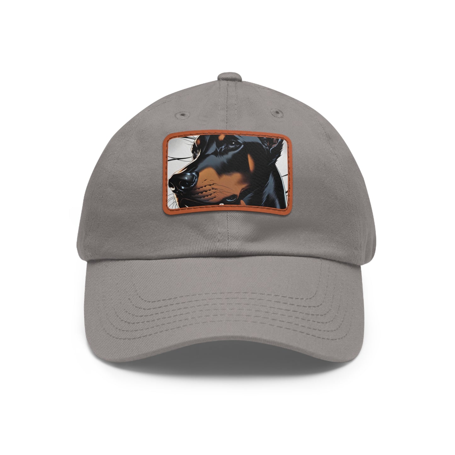 Doberman 1 Dad Hat with Leather Patch (Rectangle)