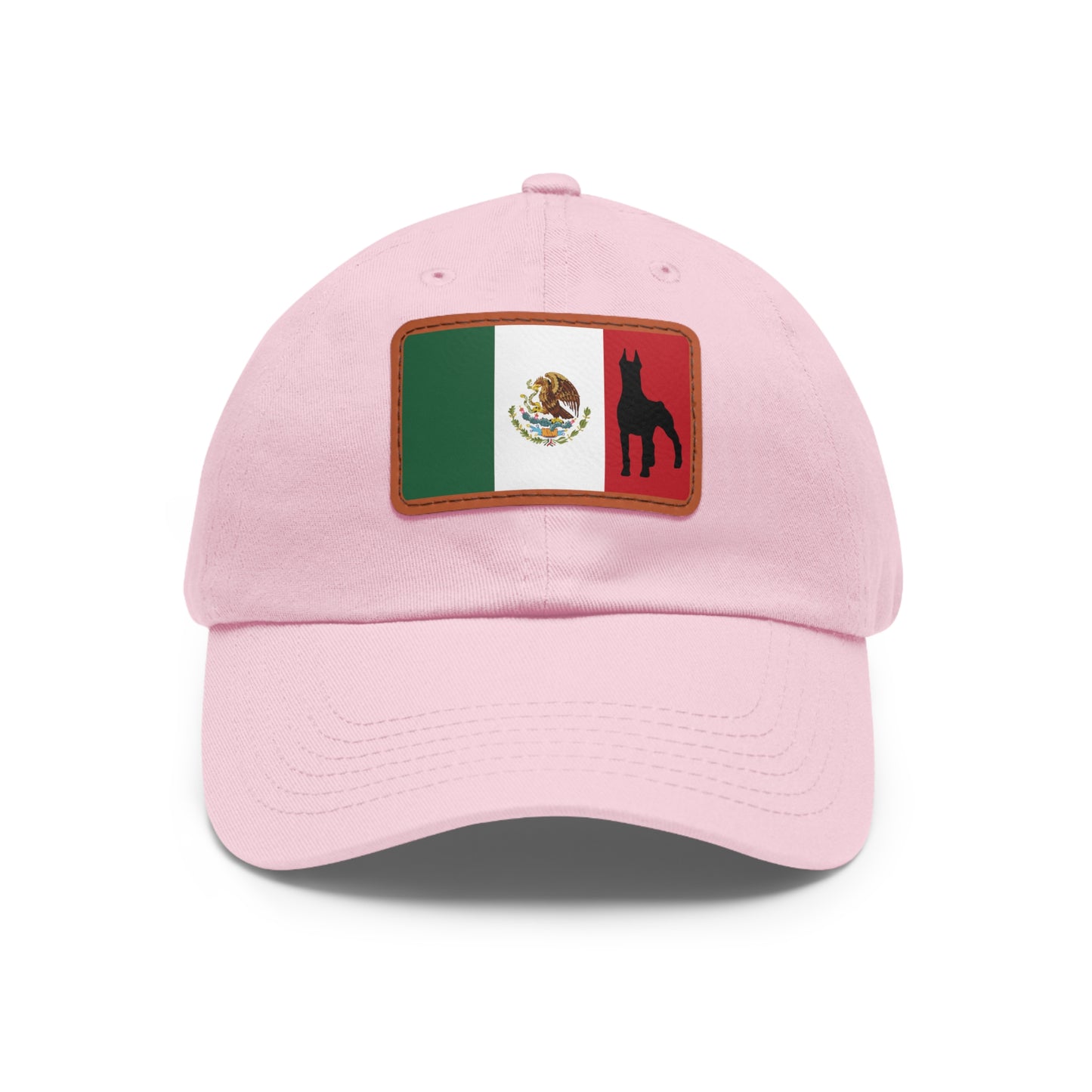 Doberman Mexico Protect 1 Dad Hat with Leather Patch (Rectangle)