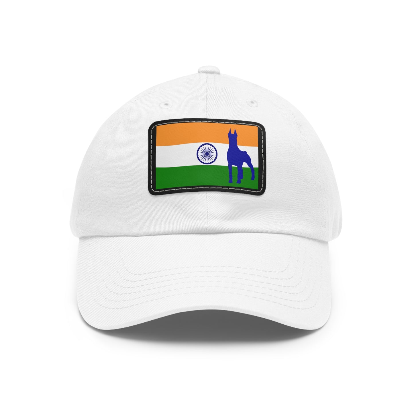 Doberman India Protect 1 Dad Hat with Leather Patch (Rectangle)