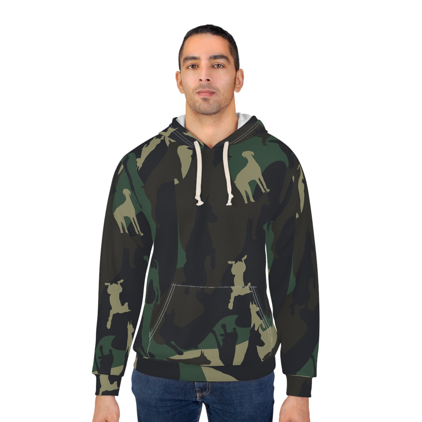 Doberman Camo 11 Unisex Pullover Hoodie (AOP)