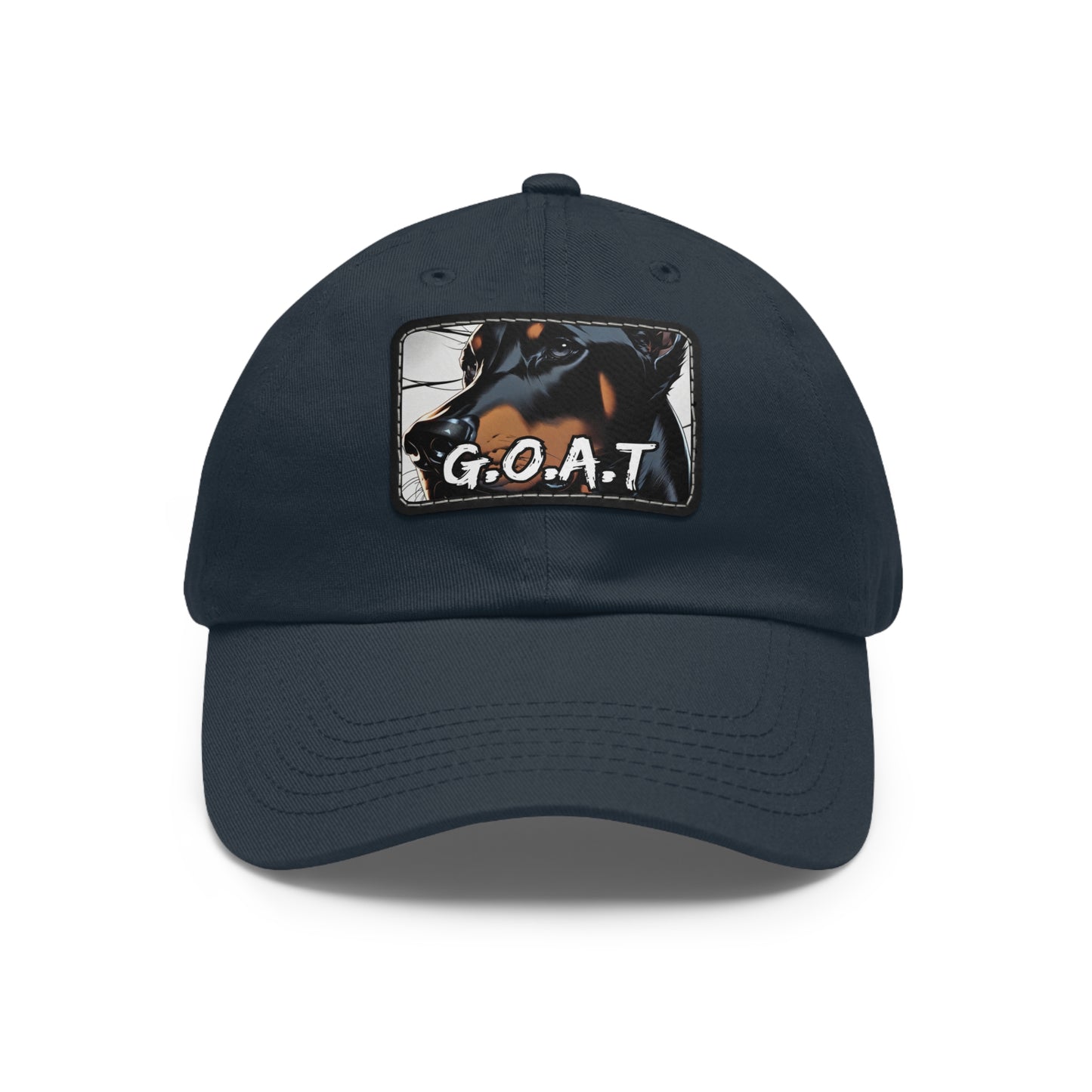 Doberman GOAT 1 Dad Hat with Leather Patch (Rectangle)