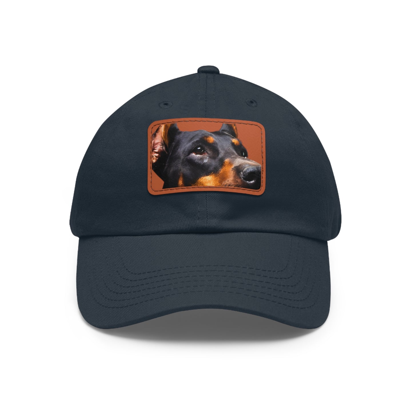 Doberman 3 B Dad Hat with Leather Patch (Rectangle)