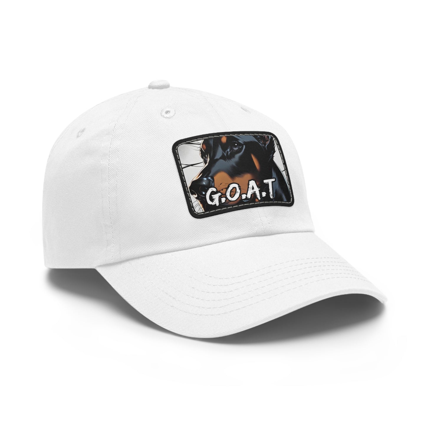 Doberman GOAT 1 Dad Hat with Leather Patch (Rectangle)