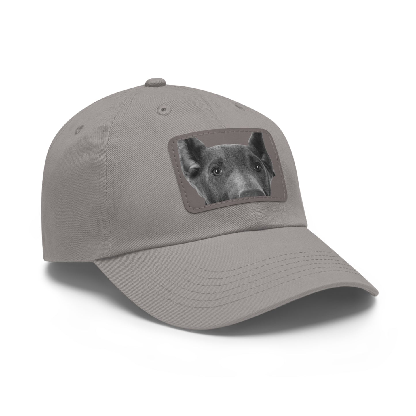 Doberman 1 Blue Dad Hat with Leather Patch (Rectangle)