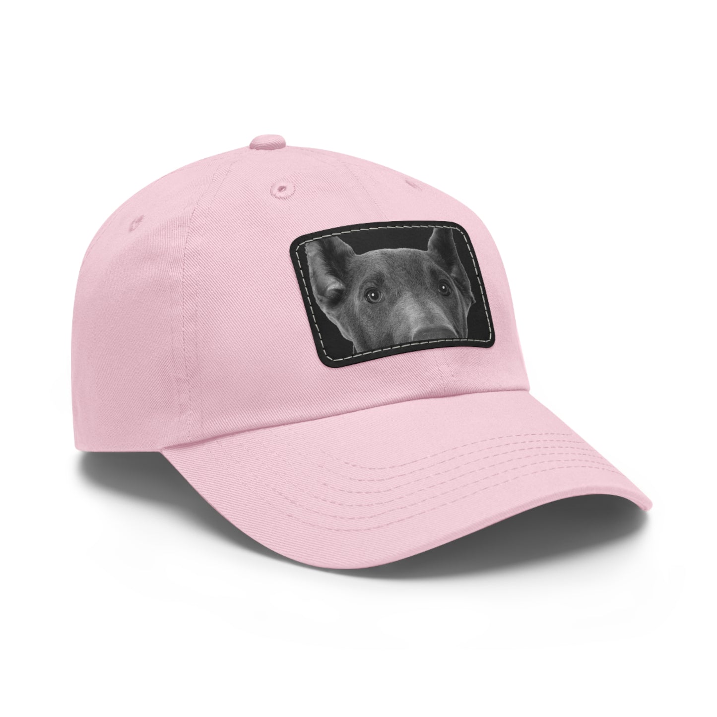 Doberman 1 Blue Dad Hat with Leather Patch (Rectangle)