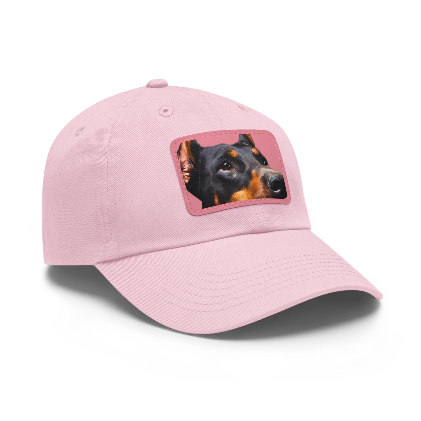 Doberman 3 B Dad Hat with Leather Patch (Rectangle)