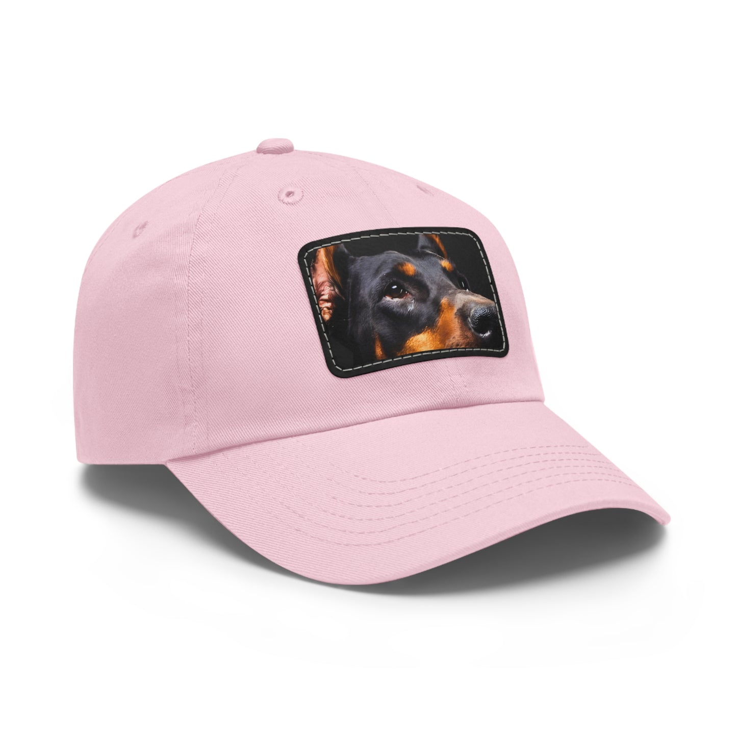 Doberman 3 B Dad Hat with Leather Patch (Rectangle)