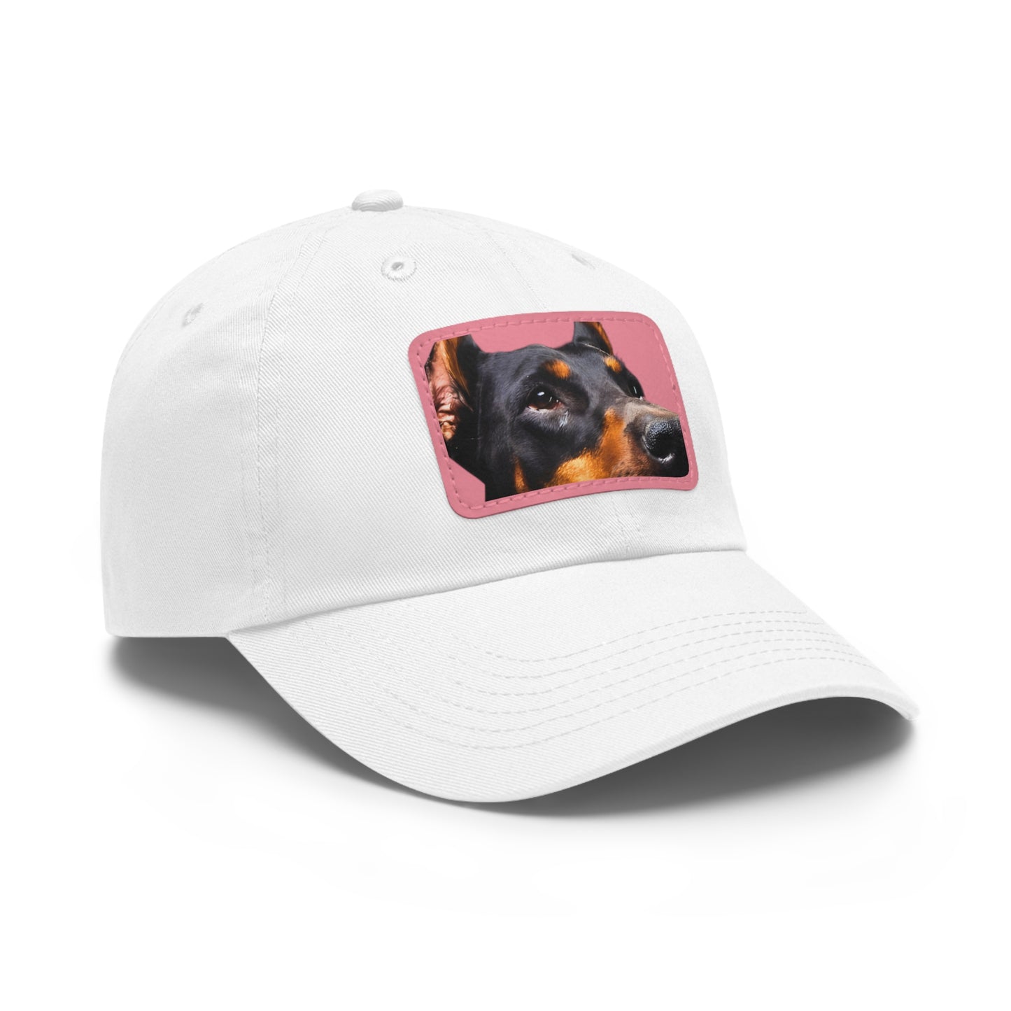 Doberman 3 B Dad Hat with Leather Patch (Rectangle)