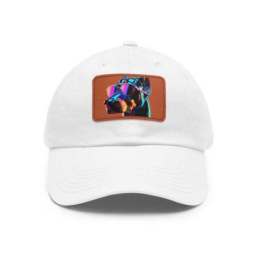 Doberman Stunna 1  Dad Hat with Leather Patch (Rectangle)