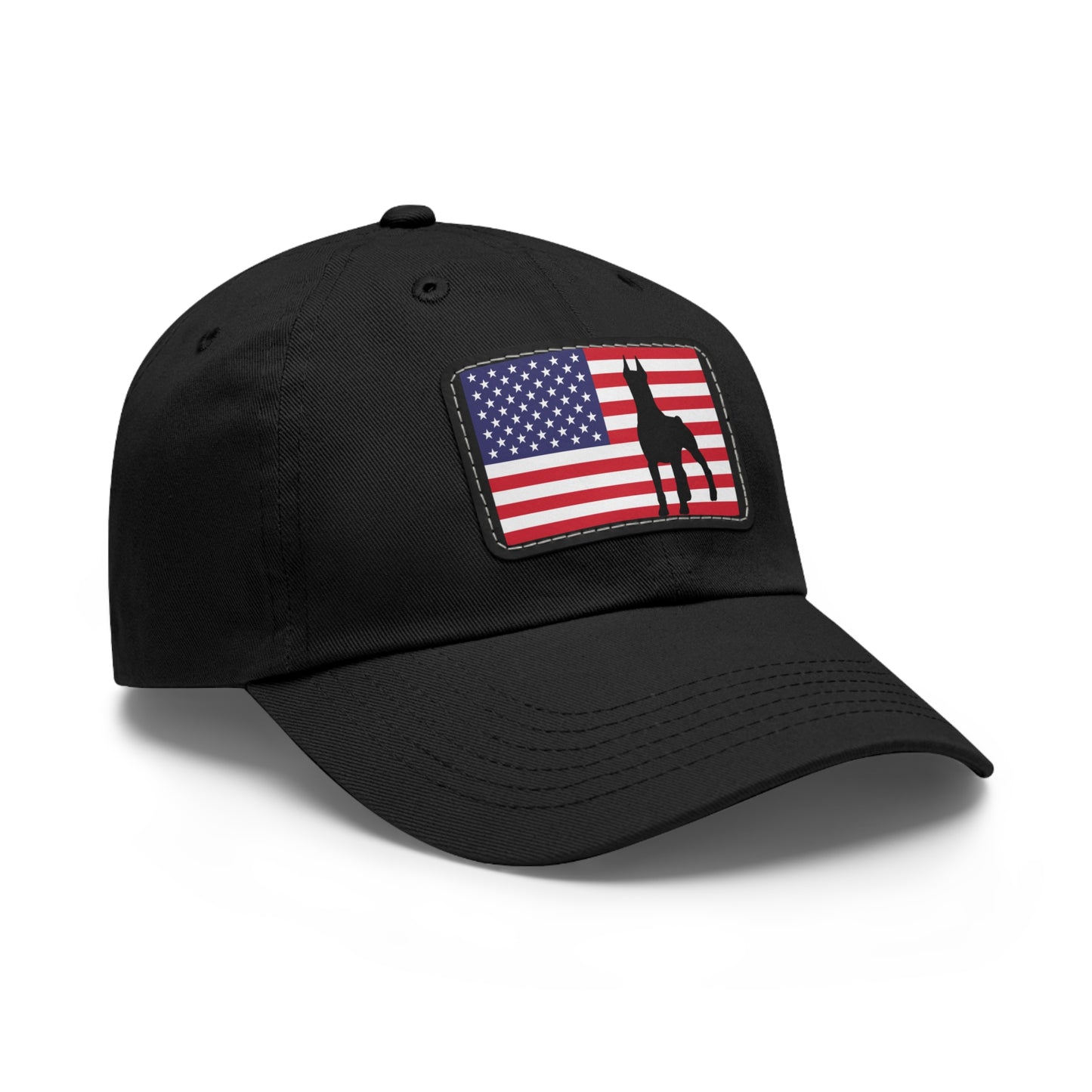 Doberman Protect USA 2 Dad Hat with Leather Patch (Rectangle)